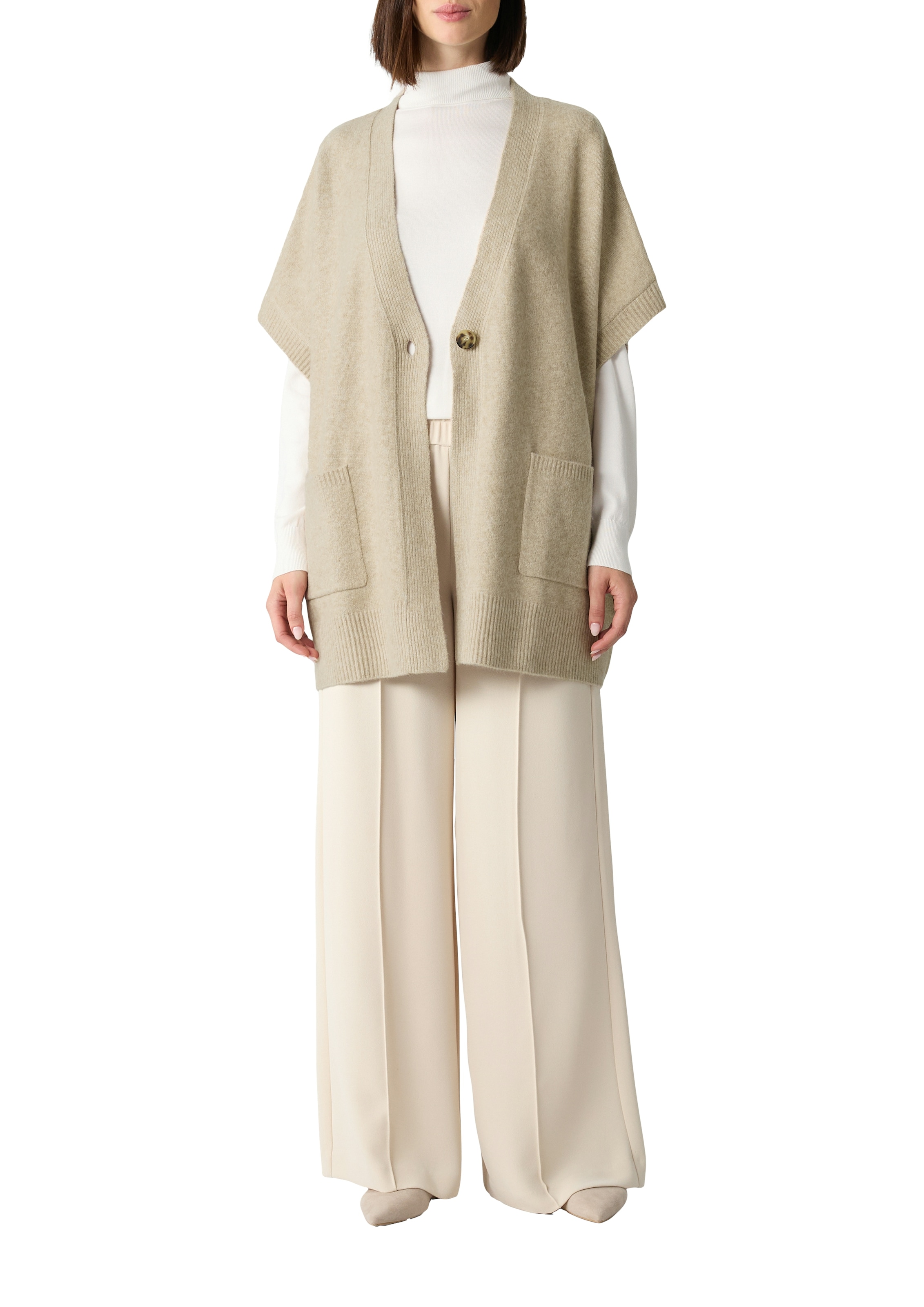 Comma Strickjacke , im Poncho-Style mit 1-Knopf-Verschluss
