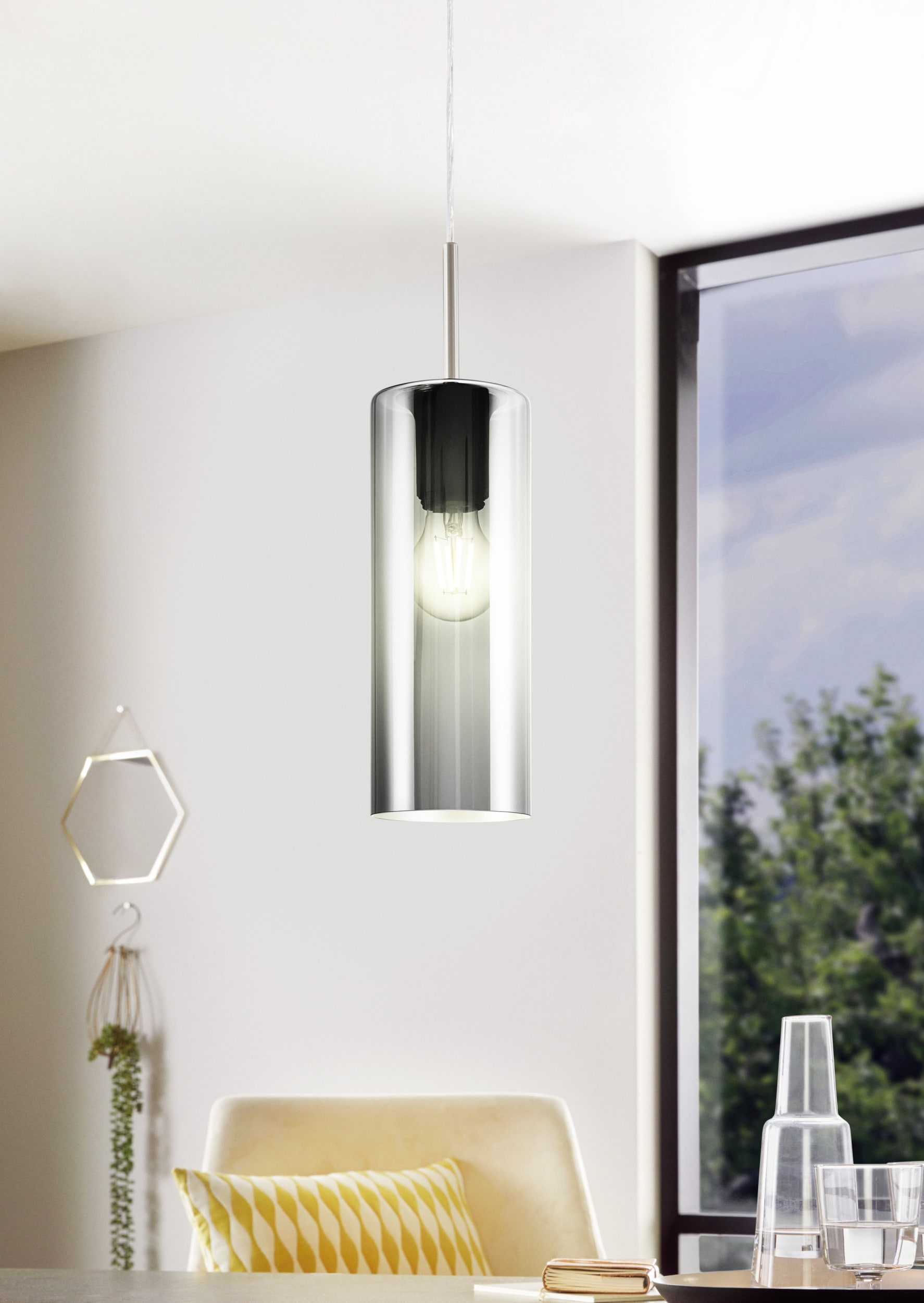 EGLO Hängeleuchte »SELVINO Pendellampe - Stahl - E27 - 1X15W - IP20« E27 1 Stk. Hängelampe, Deckenlampe, Wohnzimmer, Esszimmer, H110 x Ø10 cm
