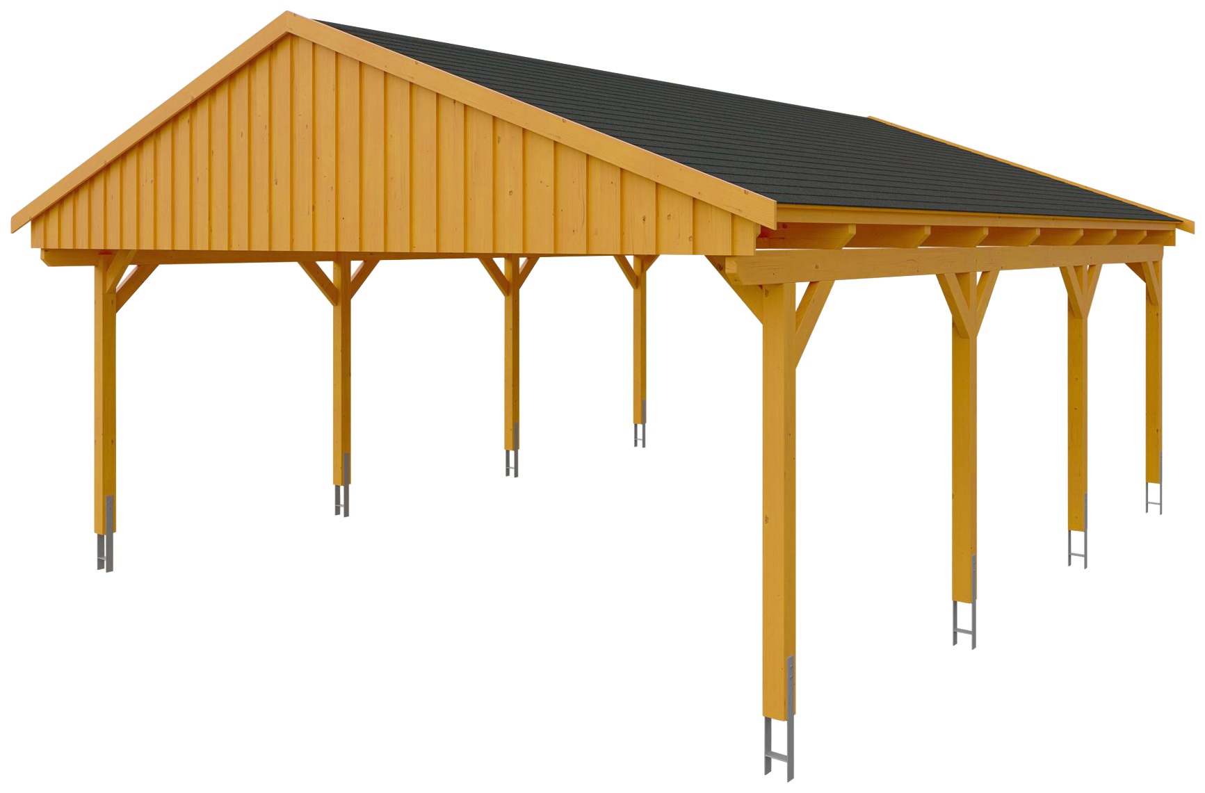 Skanholz Doppelcarport »Fichtelberg«, hellbraun, mit schwarzen Schindeln
