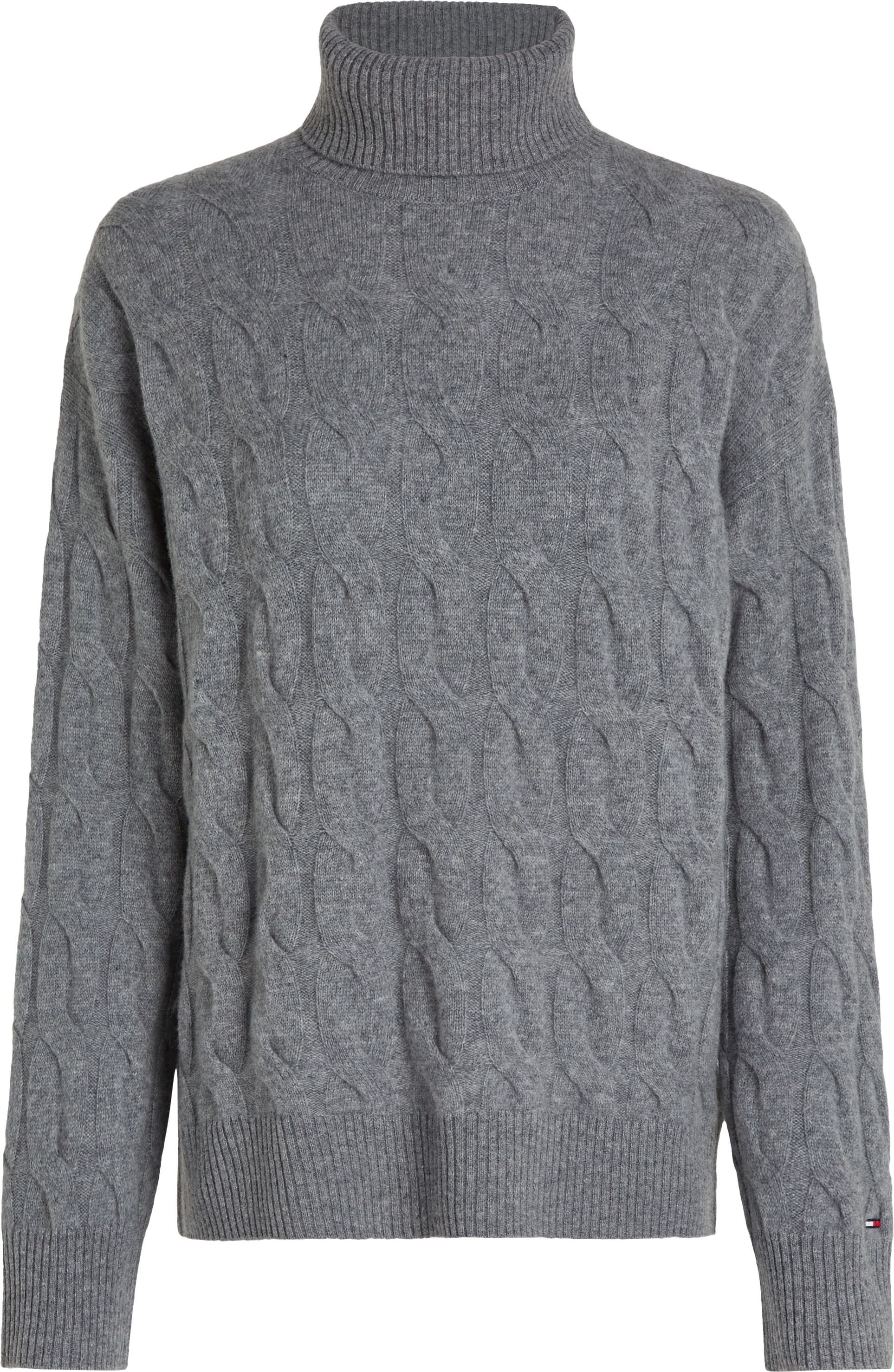 Rollkragenpullover »SOFT WOOL CABLE ROLL-NK SWEATER«, mit Logostickerei, allover...