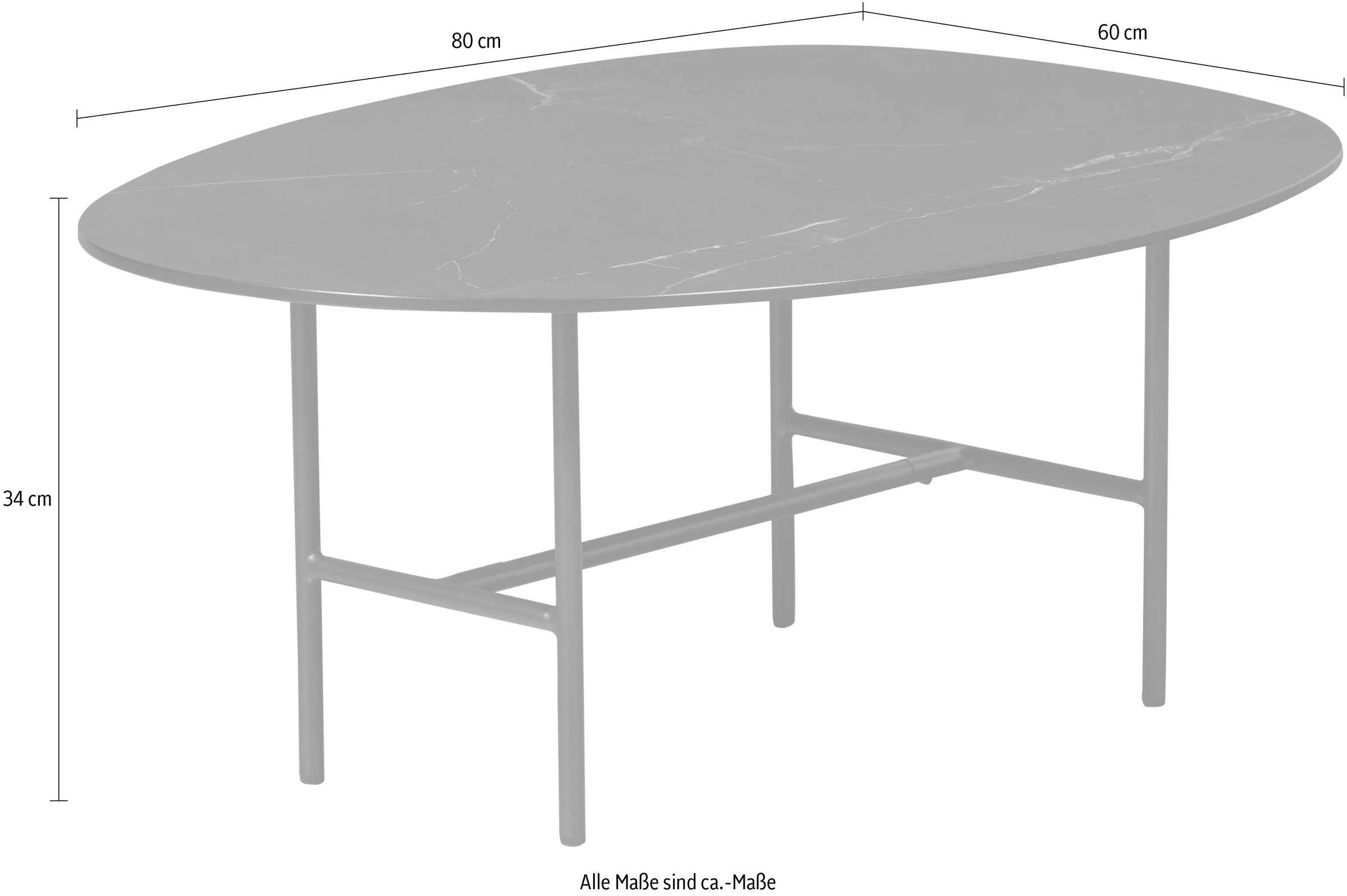 WOOOD Couchtisch »Vajen«, mit Tischplatte in Marmoroptik, schlanker Metallrahmen