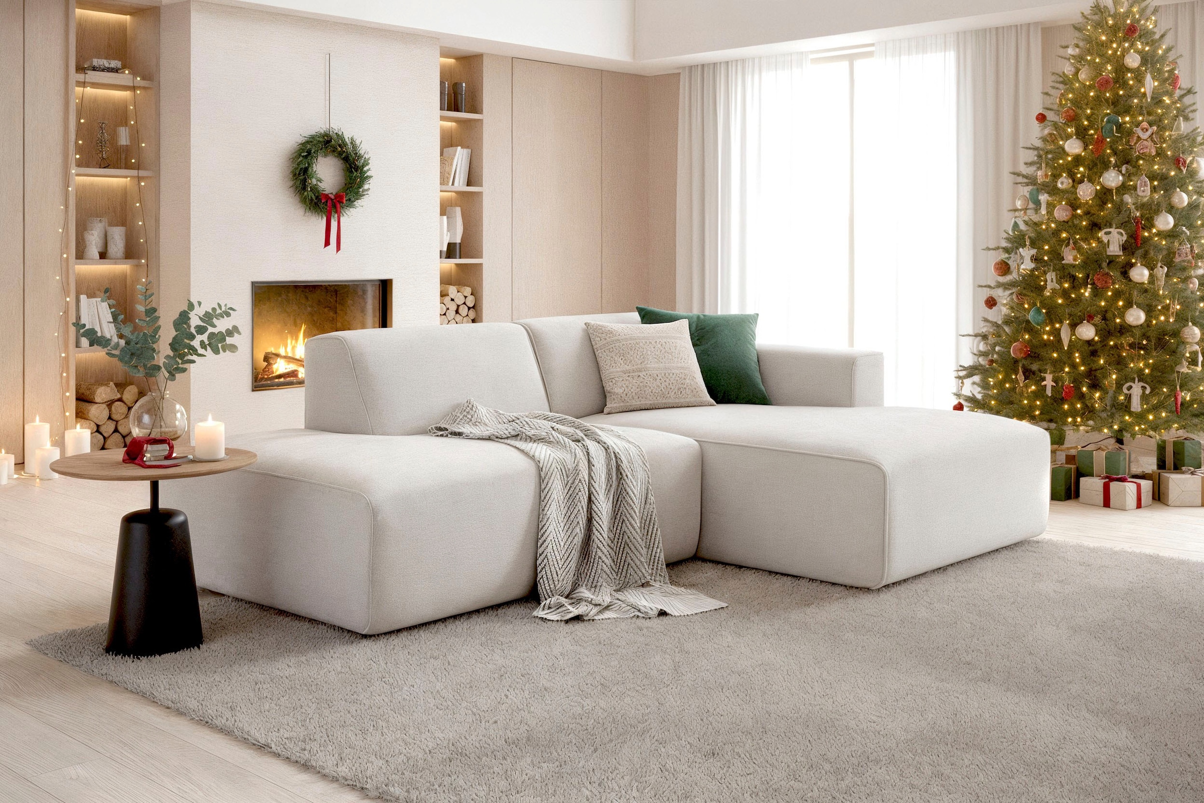 andas Ecksofa "Noord mit Kedernaht, Breite 227 cm, L-Form" Cord, Struktur, günstig online kaufen