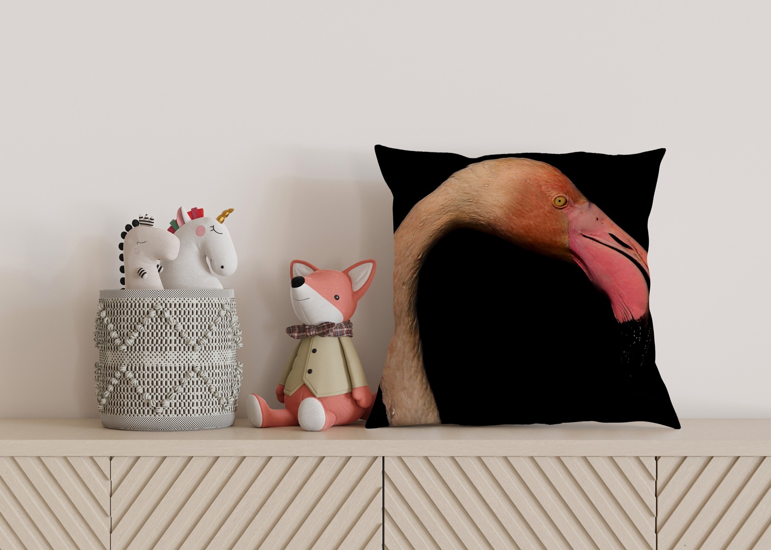 queence Dekokissen »Flamingo«, Kissenhülle mit HD Premium Druck, geruchsneutral, 40x40cm