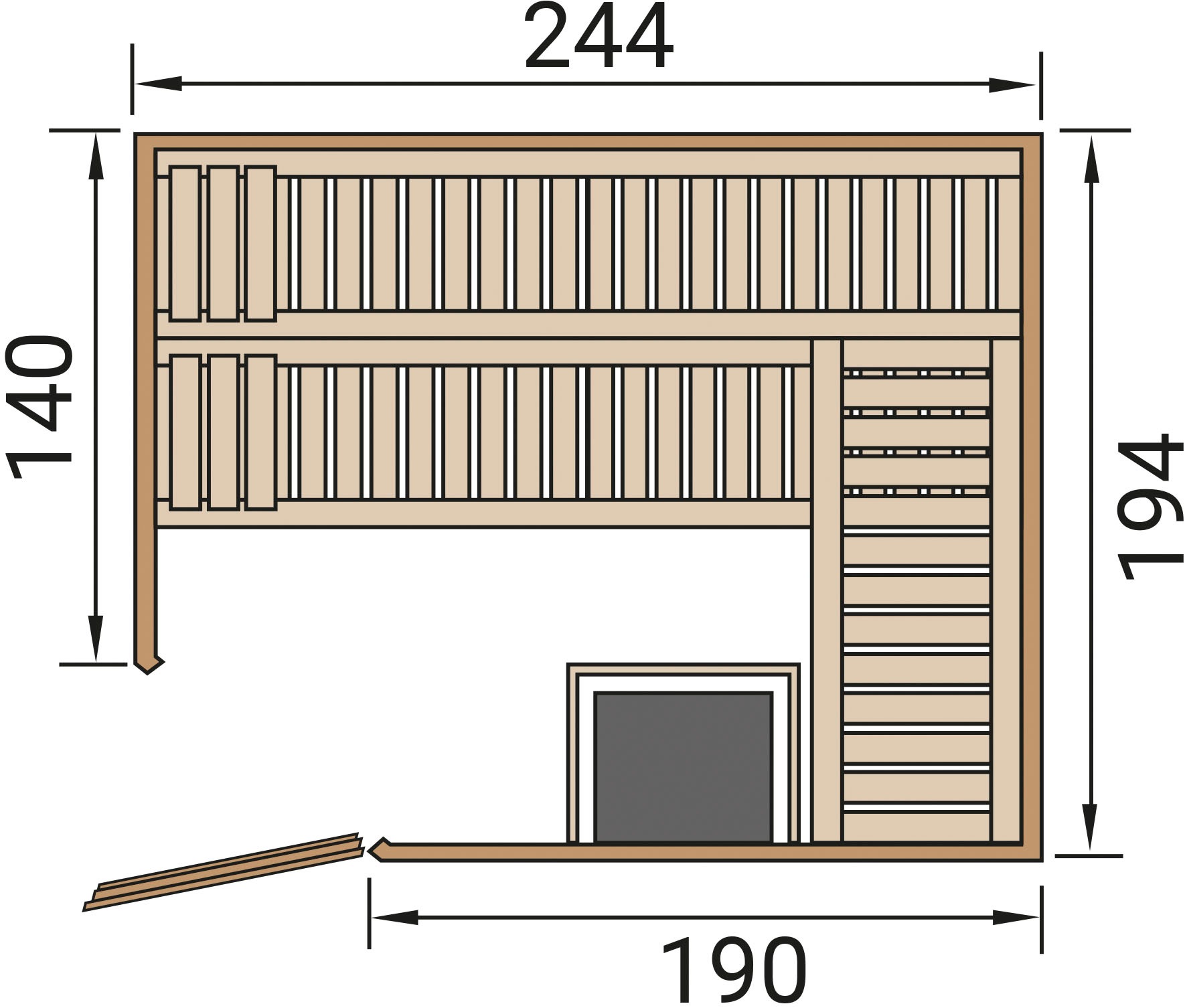 weka Sauna »Element-Ecksauna VARBERG 4« vorgefertigte Elemente, isolierte Holztür