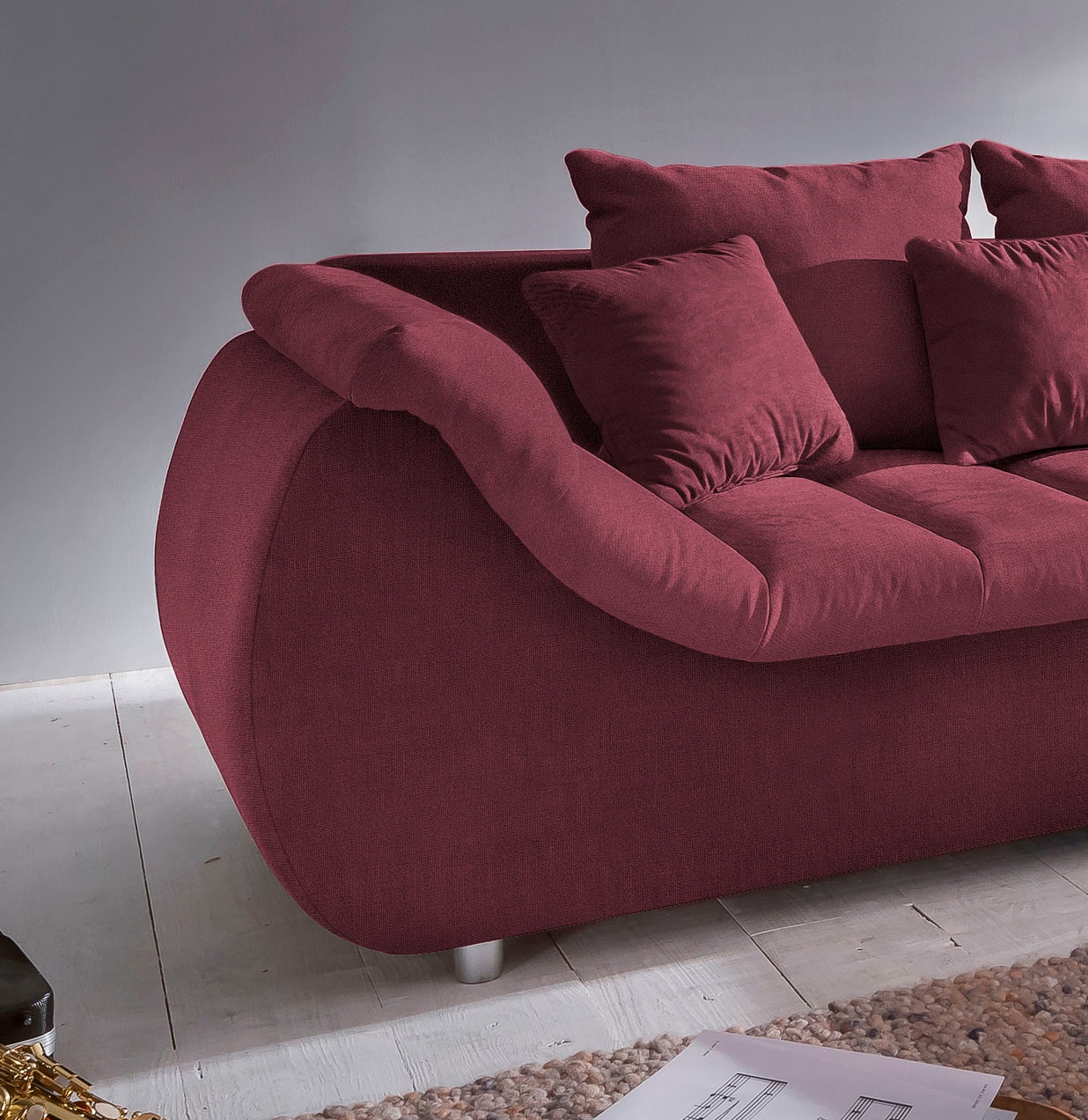 INOSIGN Ecksofa »Imola elegant und bequem, aktuelle Steppung im Sitz, L-Form«, wahlweise mit Bettfunktion