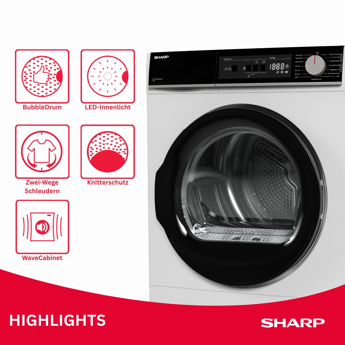 Sharp Wärmepumpentrockner »KD-NHA8G6TWE-DE«