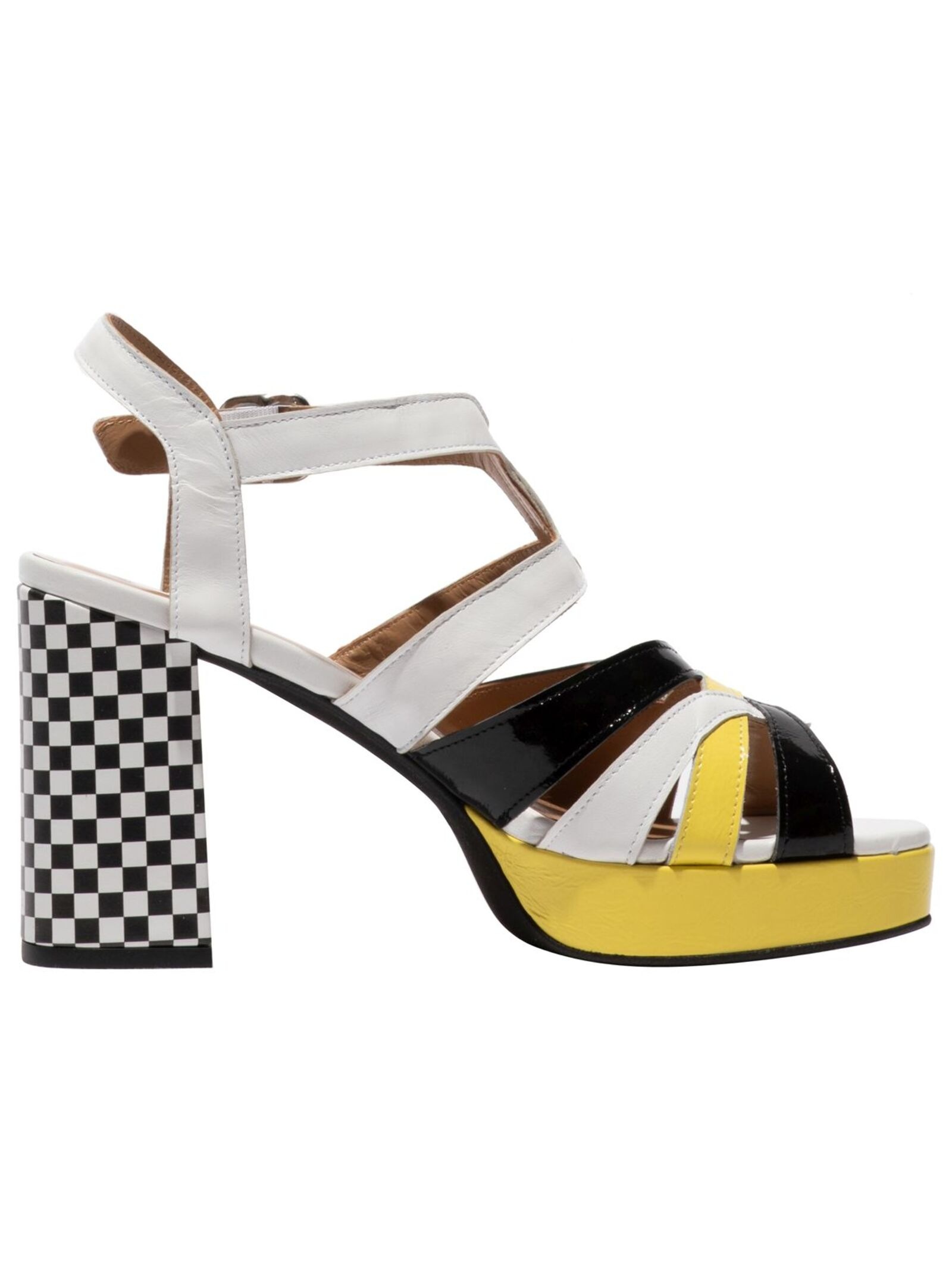 Fly London Sand High Heel Sandal White/Black 37 3