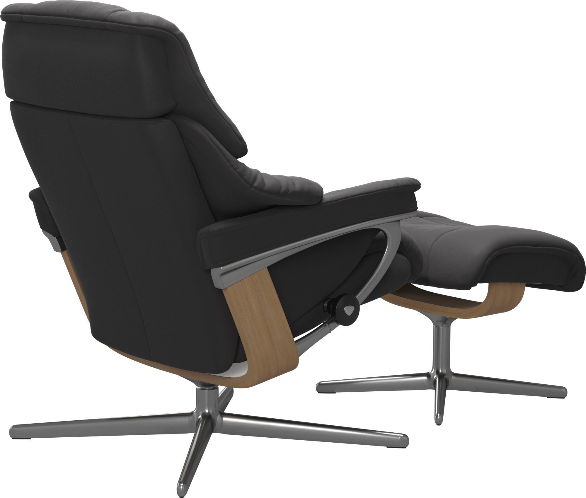 Stressless® Relaxsessel »Reno«, (Set, Relaxsessel mit Hocker), mit Hocker, mit Cross Base, Größe S, M & L, Holzakzent Eiche