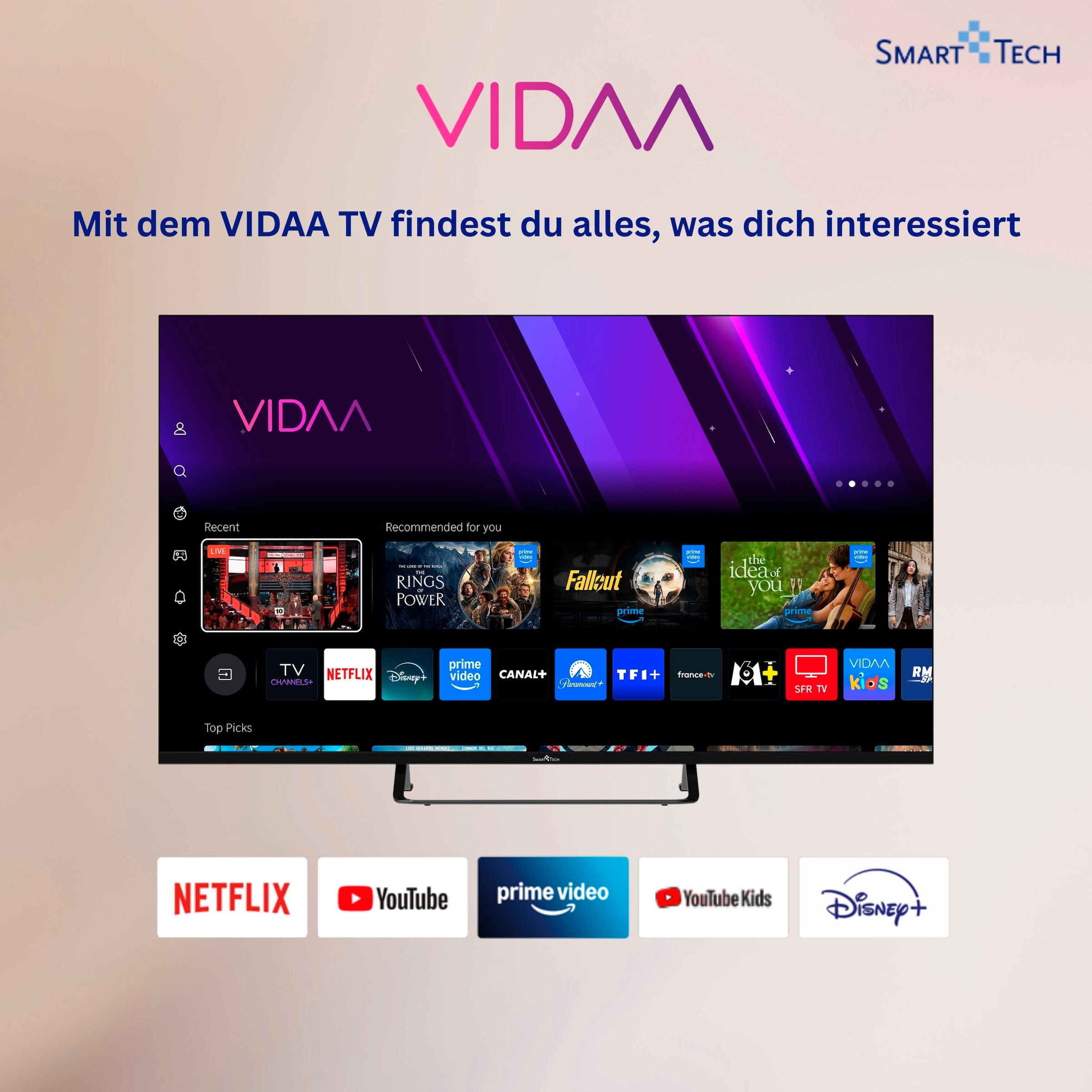 Smart Tech QLED-Fernseher »43QV02V« 108 cm/43 ″ Smart-TV