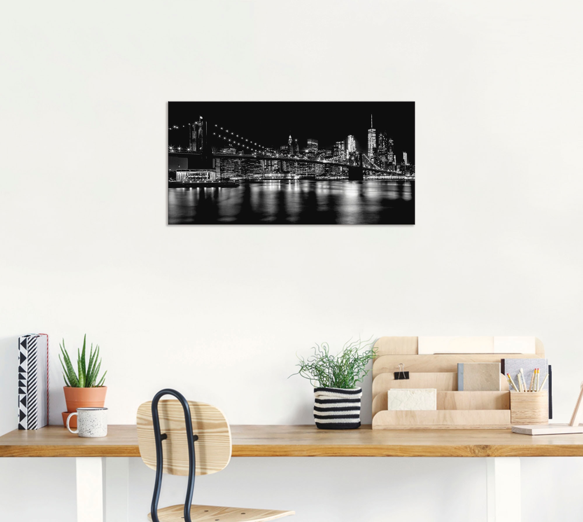Artland Wandbild »Manhattan Skyline & Brroklyn Bridge«, Amerika, (1 St.), als Alubild, Outdoorbild, Wandaufkleber in verschied. Größen