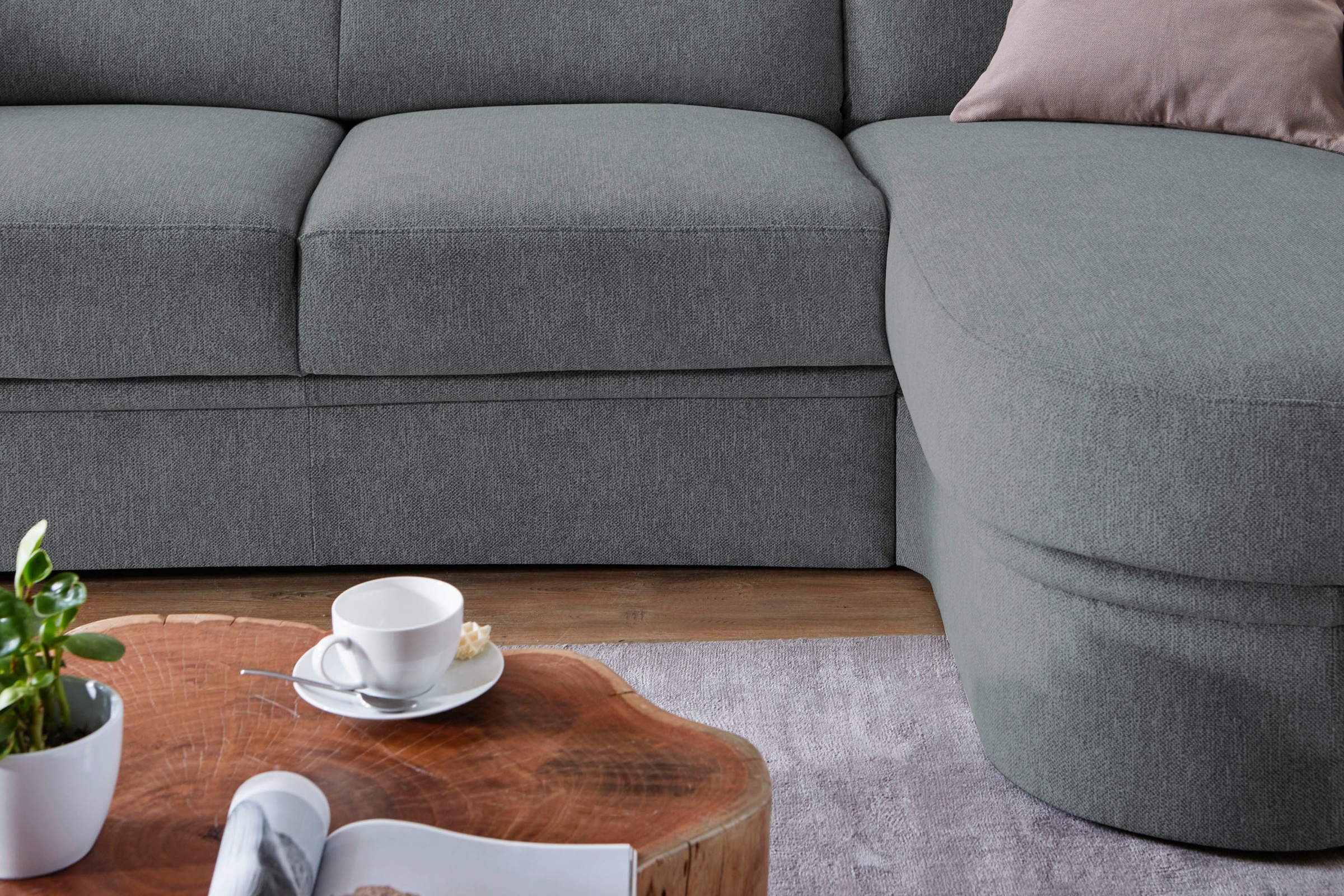 VILLA BECK Ecksofa »Varese L-Form«, (2 St.), Kopfteilverstellung, wahlweise mit Sitzvorzug, in Sitzhöhe 49 cm