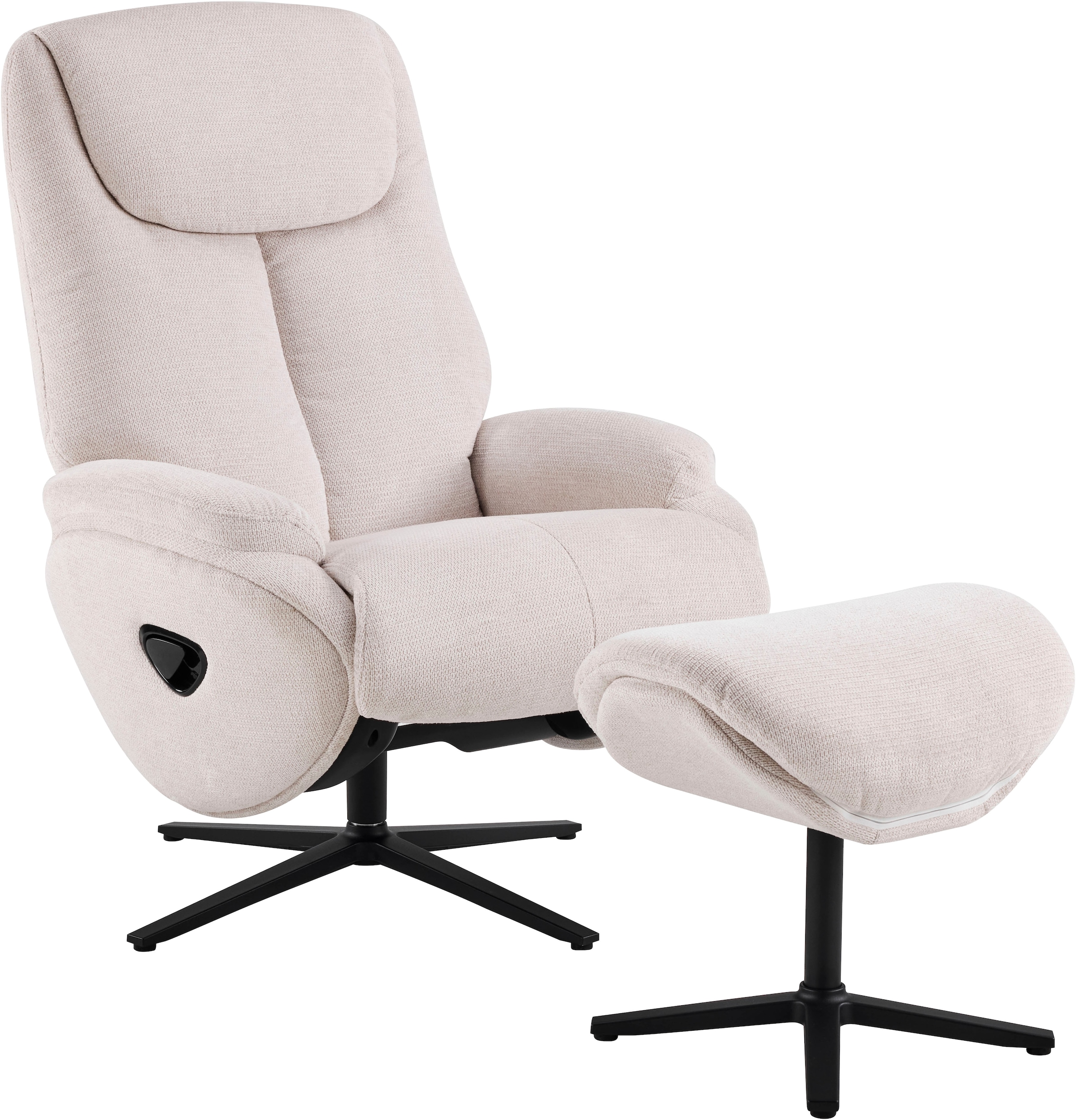 OTTO home Relaxsessel »Sessel SELLIA Relaxsessel, TV-Sessel mit Hocker,Drehsessel 360°« Verstellbare Neigung (115°-160°) für Relax- und Liegeposition