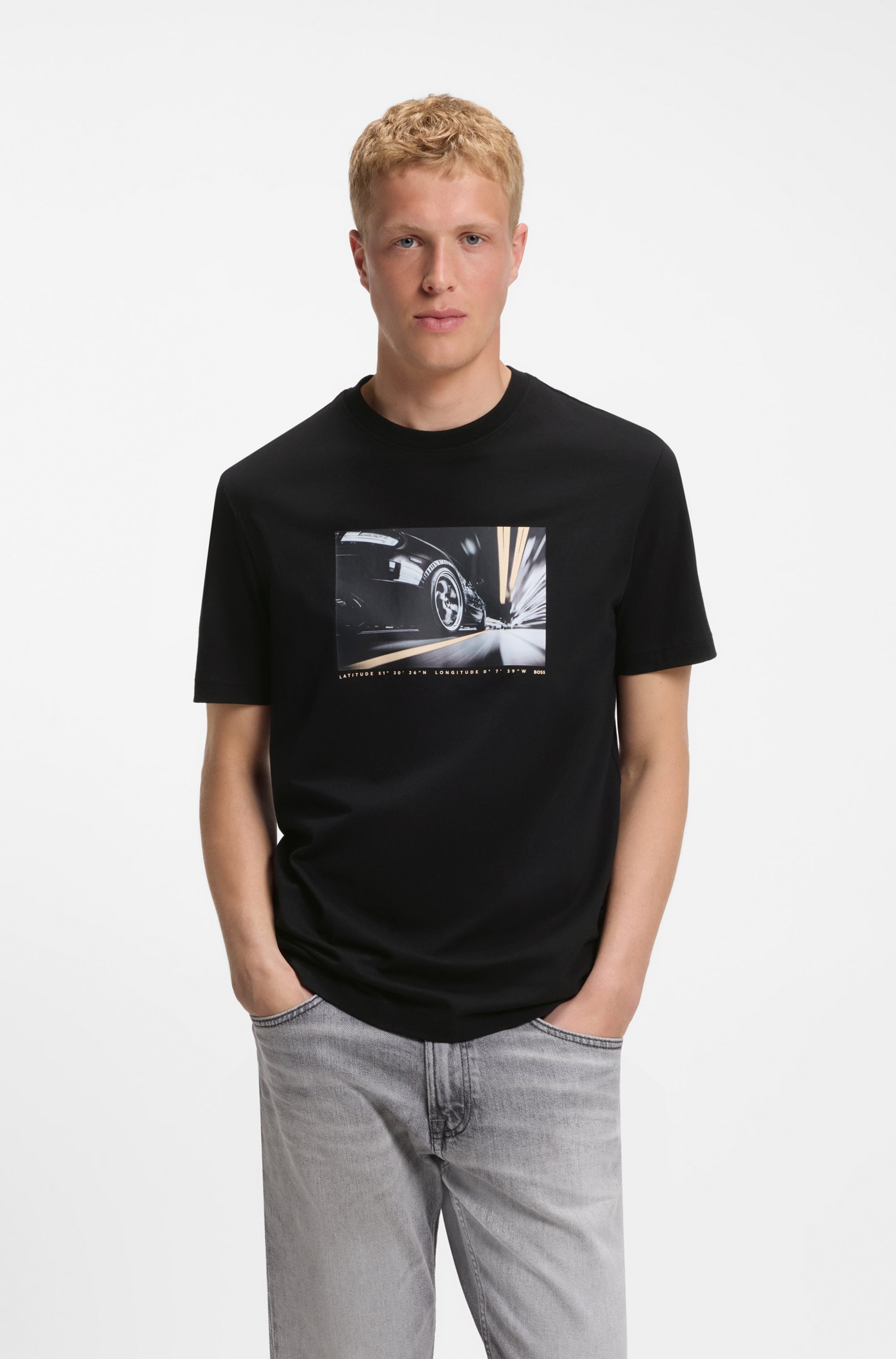 BOSS ORANGE T-Shirt "Te Motors Regular Fit" Fotodruck, reine Baumwolle, Regular Fit