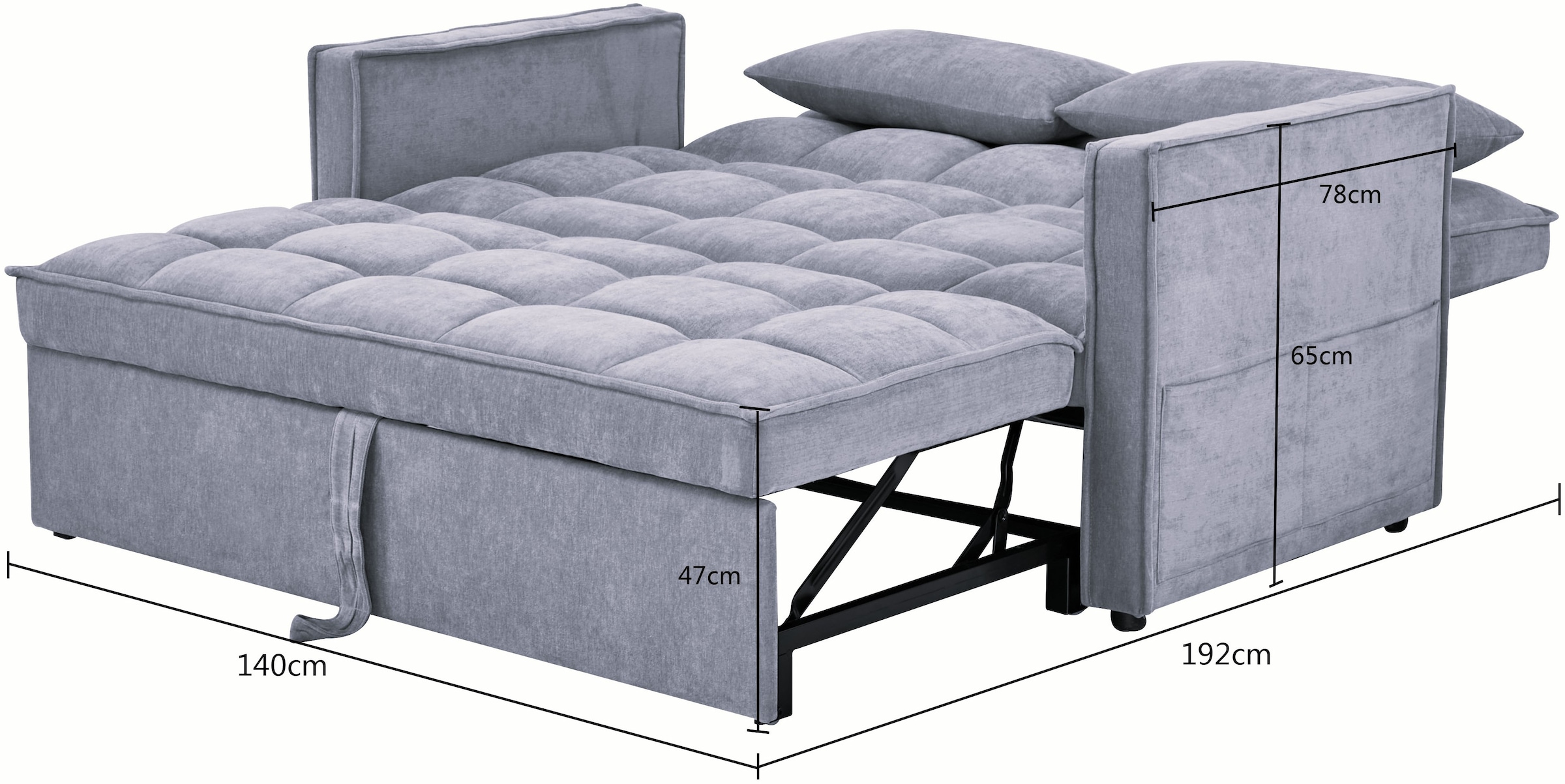 OTTO home Schlafsofa »STEFFO, 159 cm, 2-Sitzer, mit verstellbarer Rückenlehne« verstellbarer Rückenlehne, Klappmechanismus, Webstoff