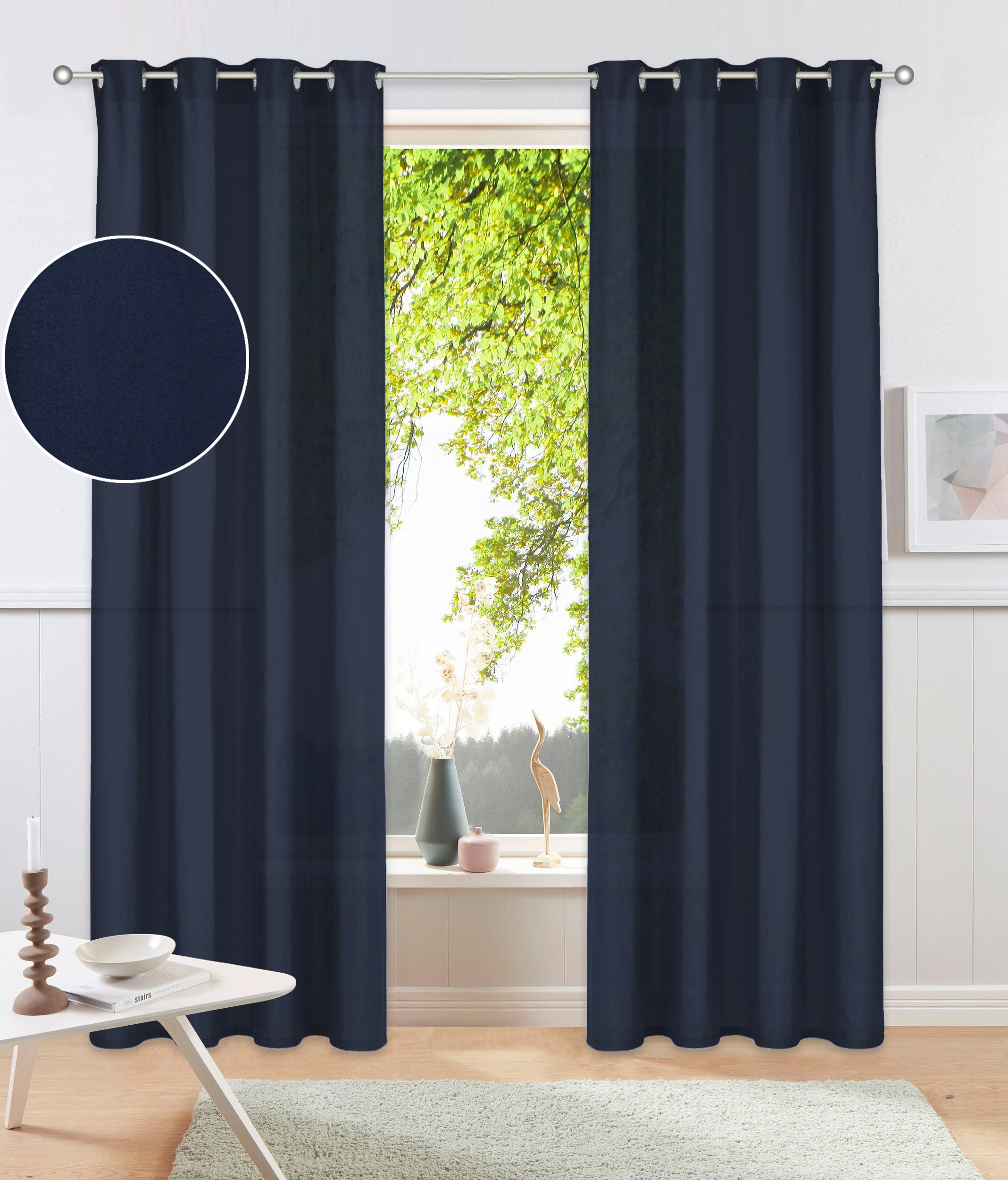 OTTO home Vorhang "Raja" Ösen 2 Stk. tlg. einfarbig, Einfache Montage, Pflegeleicht, Ösen, 2 er Pack, uni