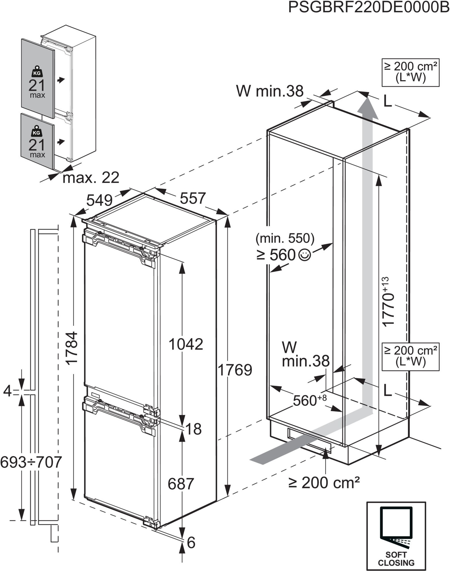 AEG Einbaukühlgefrierkombination Serie 9000 »TC9VS181BC« 176,9 cm hoch 55,7 cm breit MultiChill-Null-Grad-Schublade -3°C bis +5°C wählbar, WiFi, NoFrost