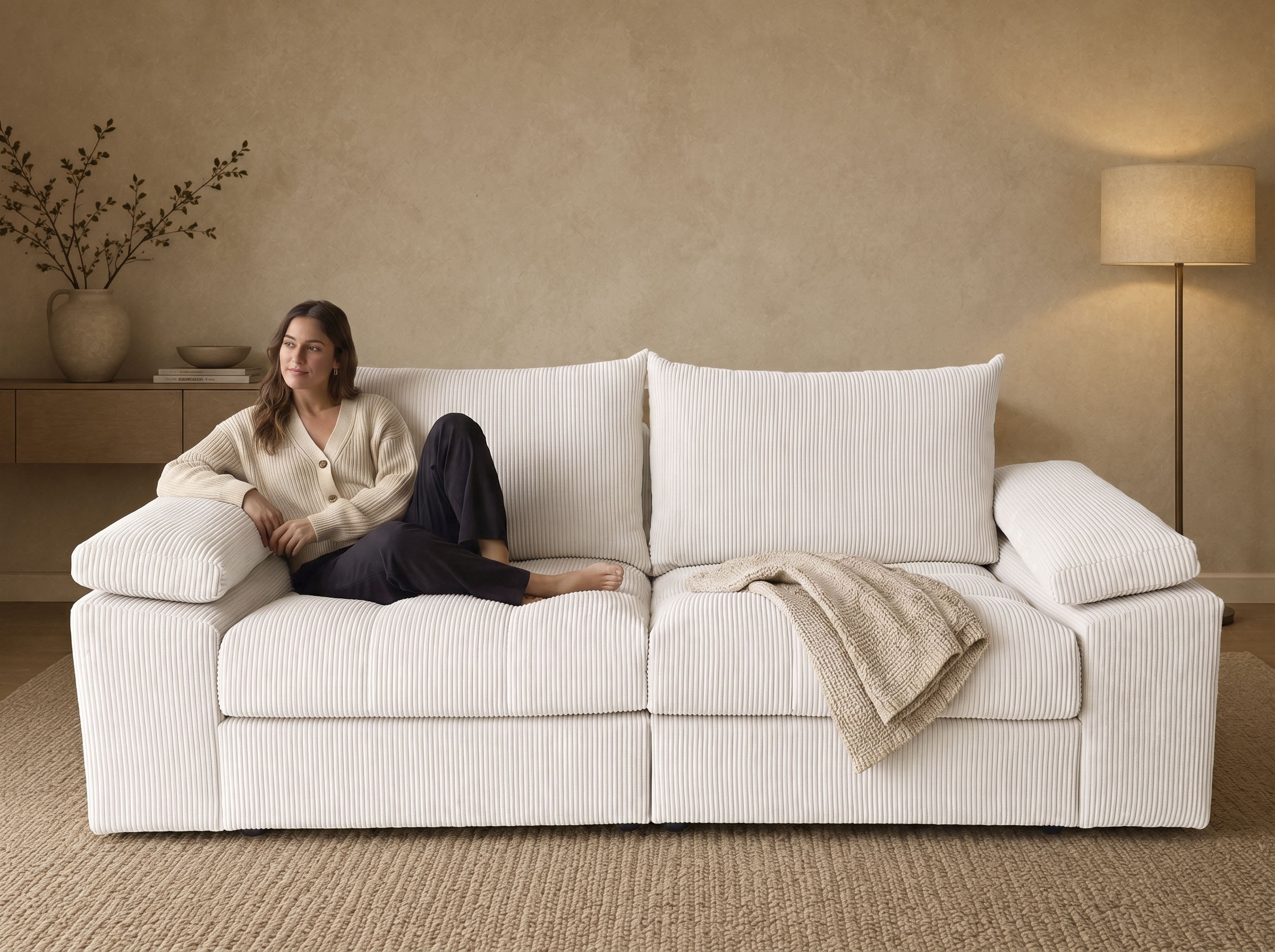 OTTO home Big-Sofa "Soft&Cosy Pik XL, B: 246 cm, Mega Sofa in Cord" Lounge-Komfort mit edler Sitzsteppung, Federkern