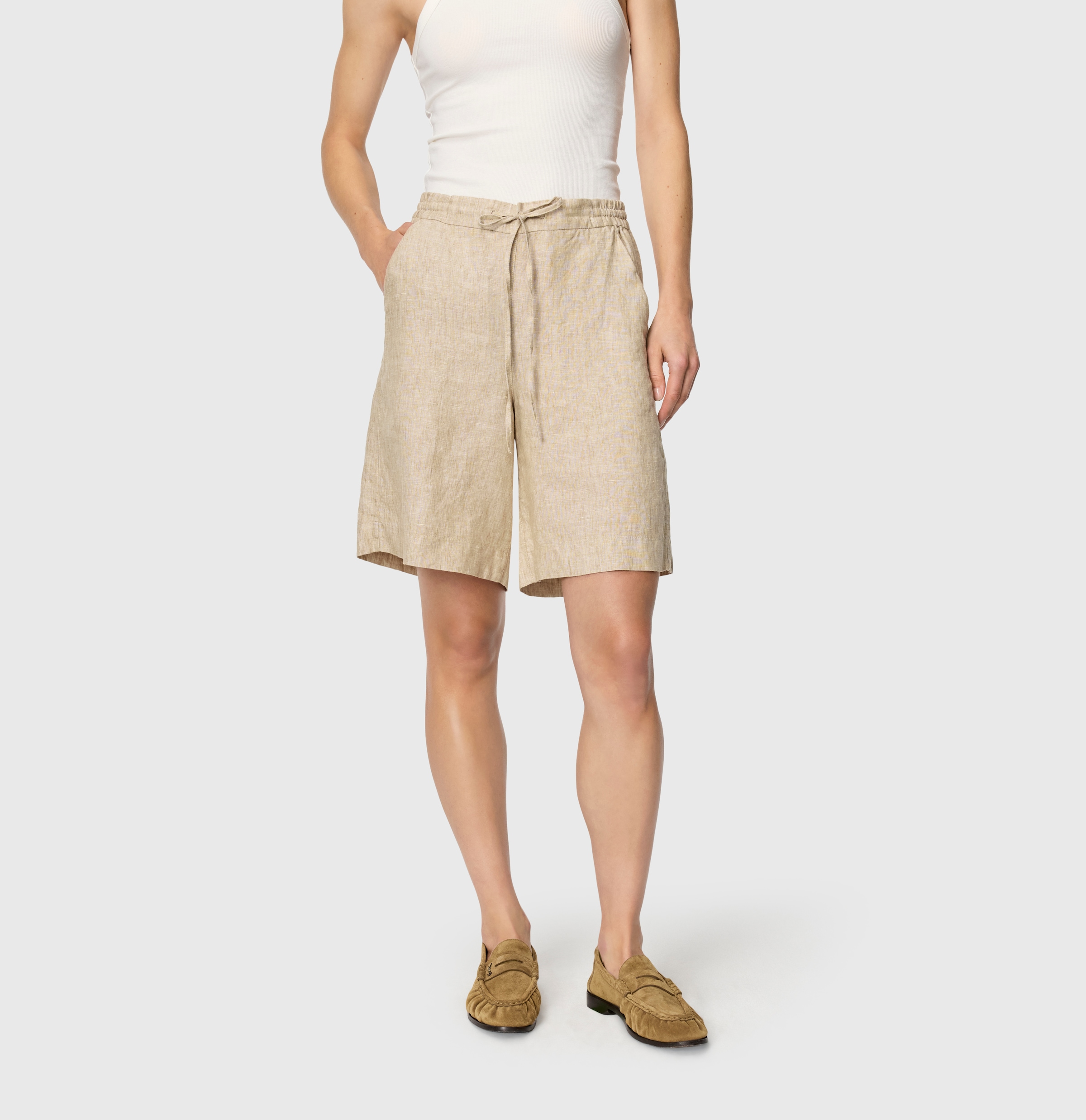 MAC Leinenhose »SANNY«  Shorts, Bermudas mit Gummizug und Kordelzug