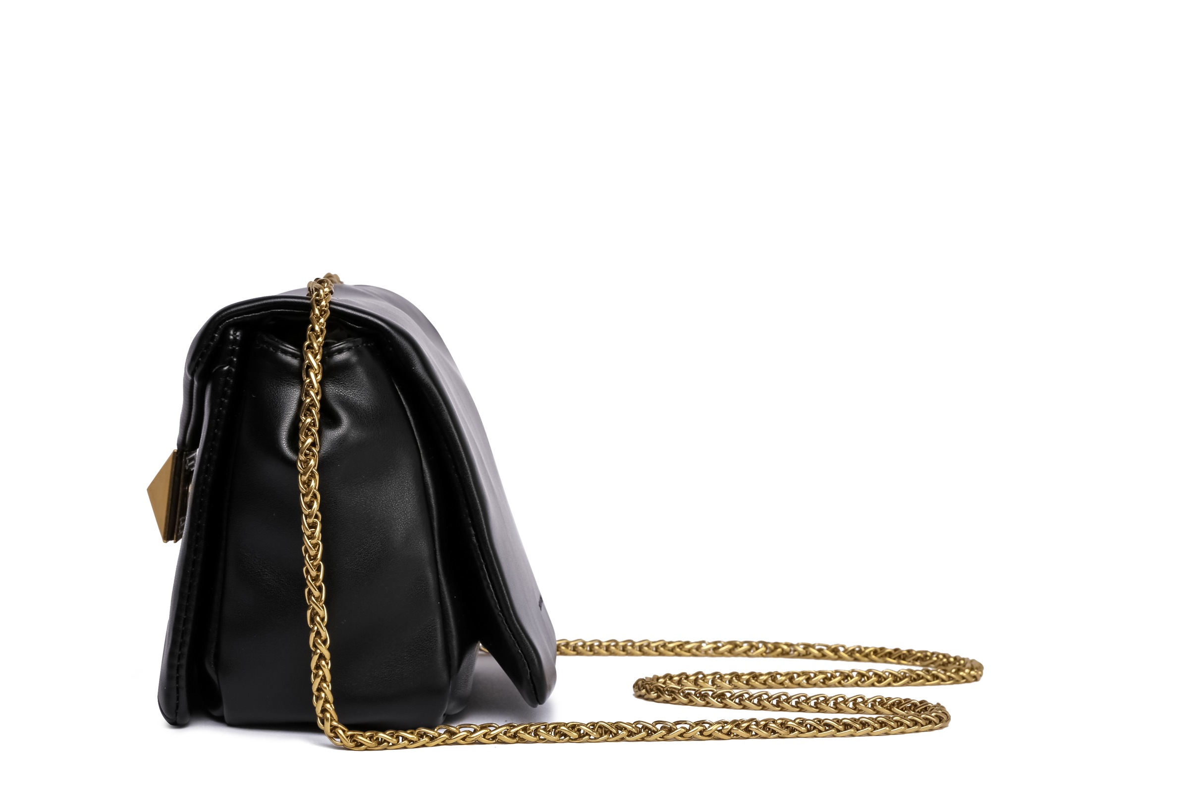 Umhängetasche "Pyramide", Damen, Gr. B/H/T: 19cm x 19cm x 11cm onesize, schwarz, Polyurethan (PU), COLLEZIONE ALESSANDRO, Taschen Umhängetasche, aus softem Material und zarter Kette 3