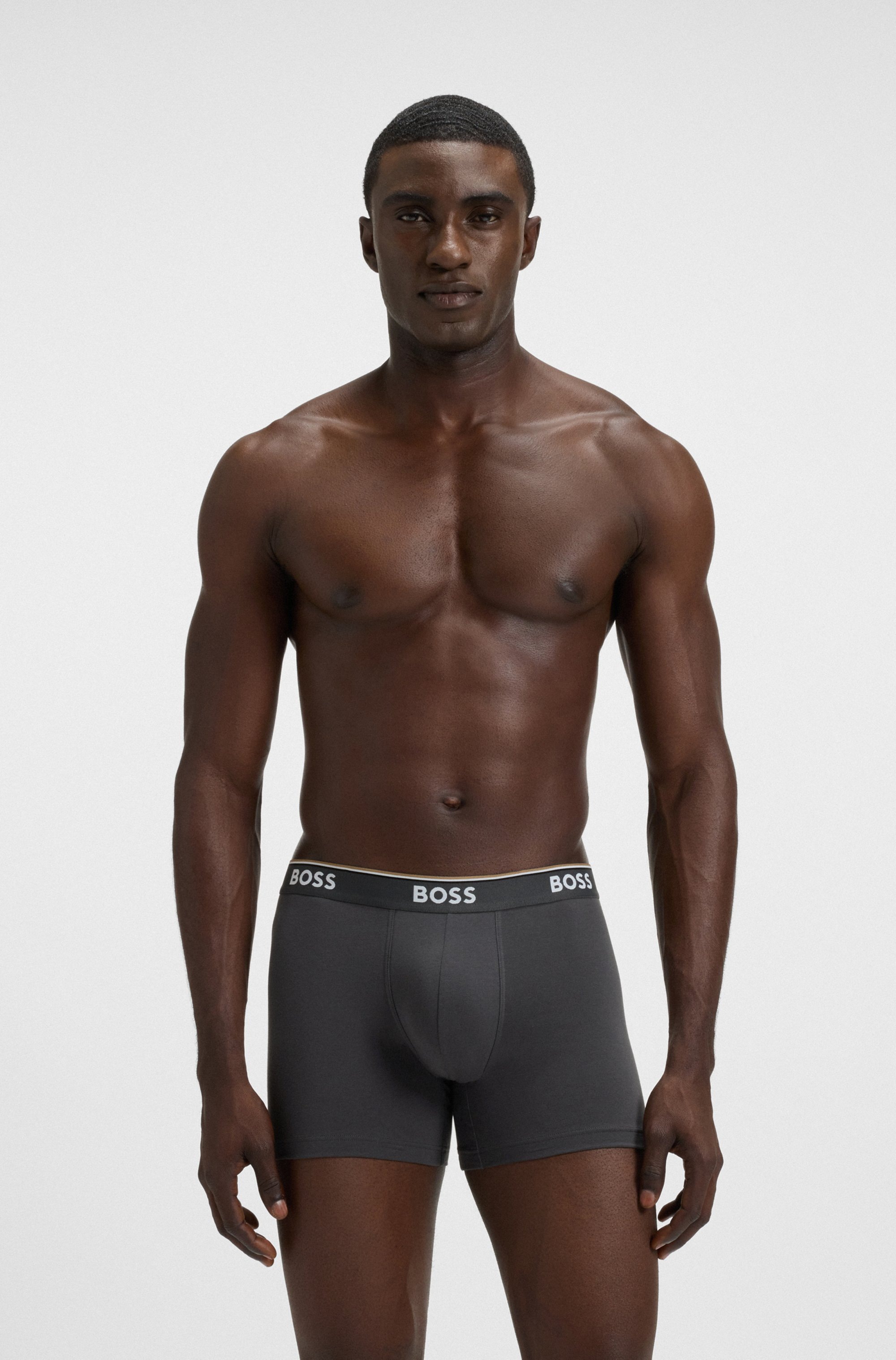 BOSS Langer Boxer »Brief 3 PACK«, mit farblich passendem Webbund