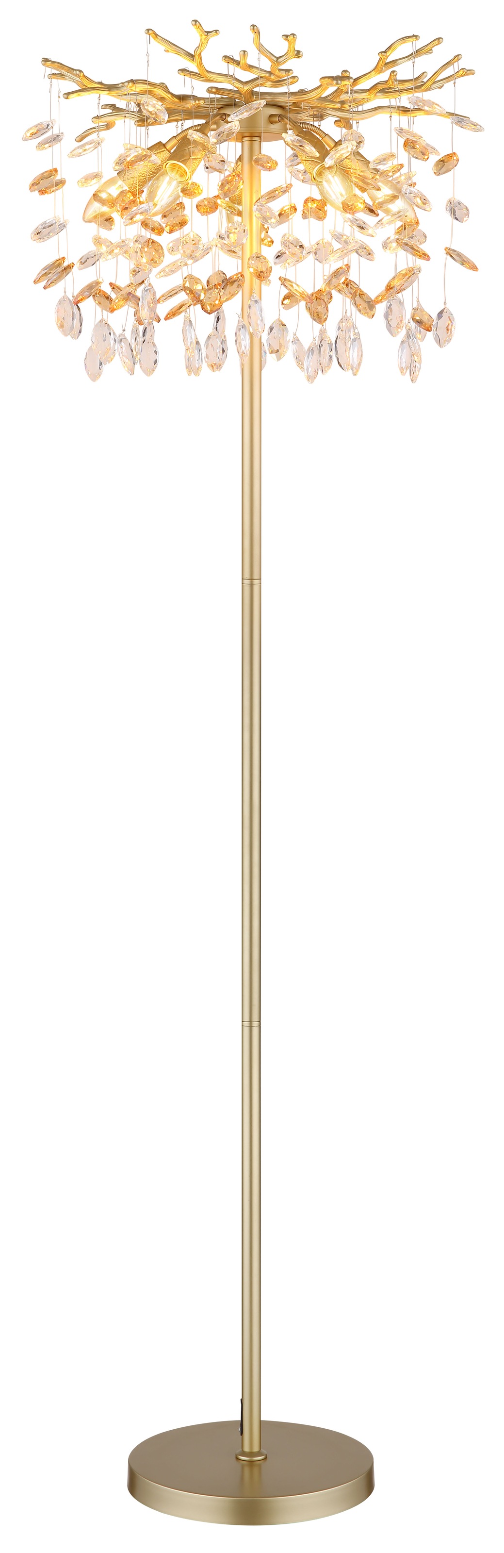 GLOBO LIGHTING Stehlampe »QUEENA« E14 1 Stk. Stehleuchte gold Kristall, E14, Fußschalter, klassisch elegant