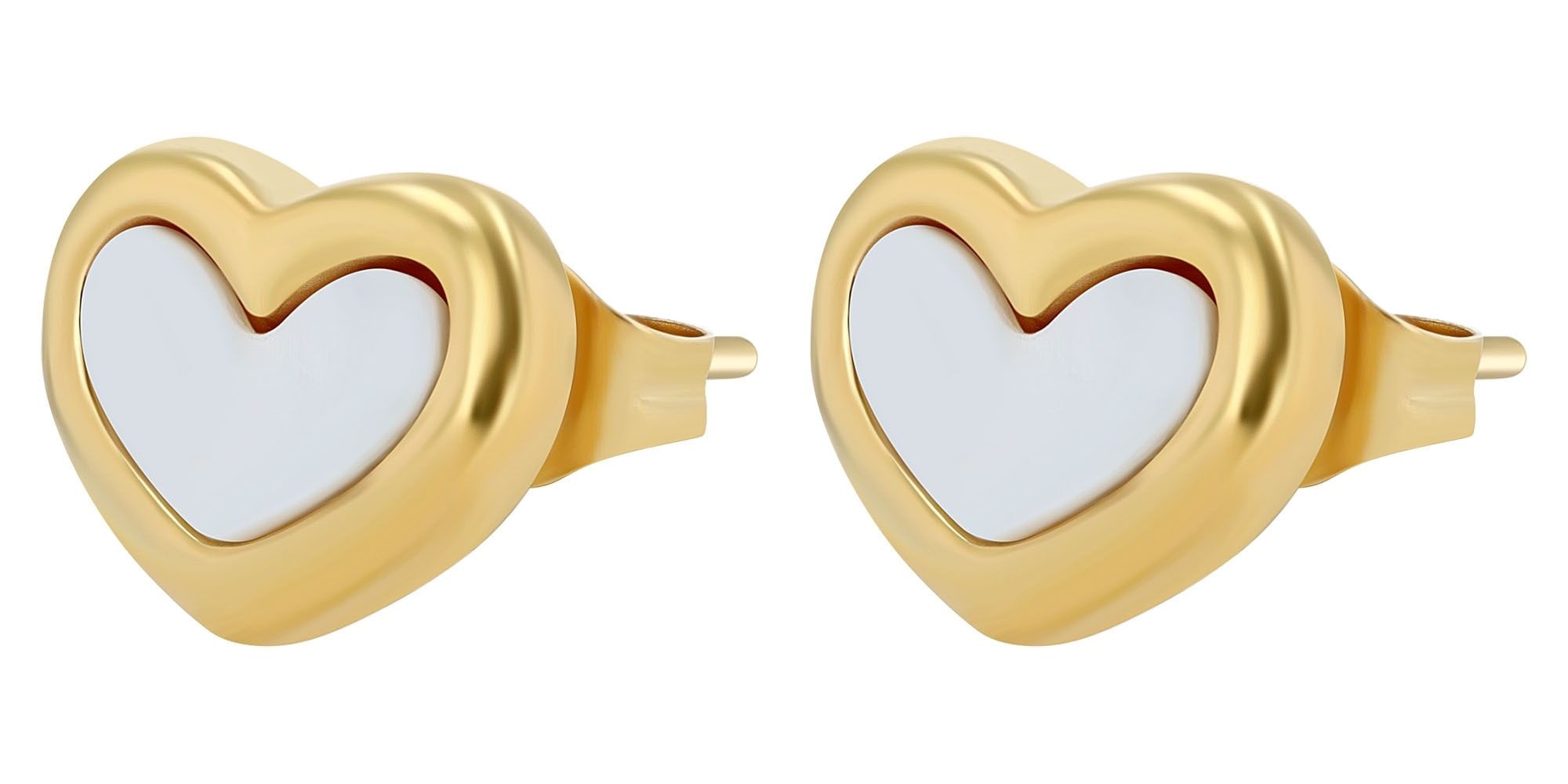 Adelia´s Paar Ohrhänger "Ohrringe – Ohrstecker Herz aus Edelstahl mit Perlmutt" Ein kleines Geschenk mit großer Wirkung