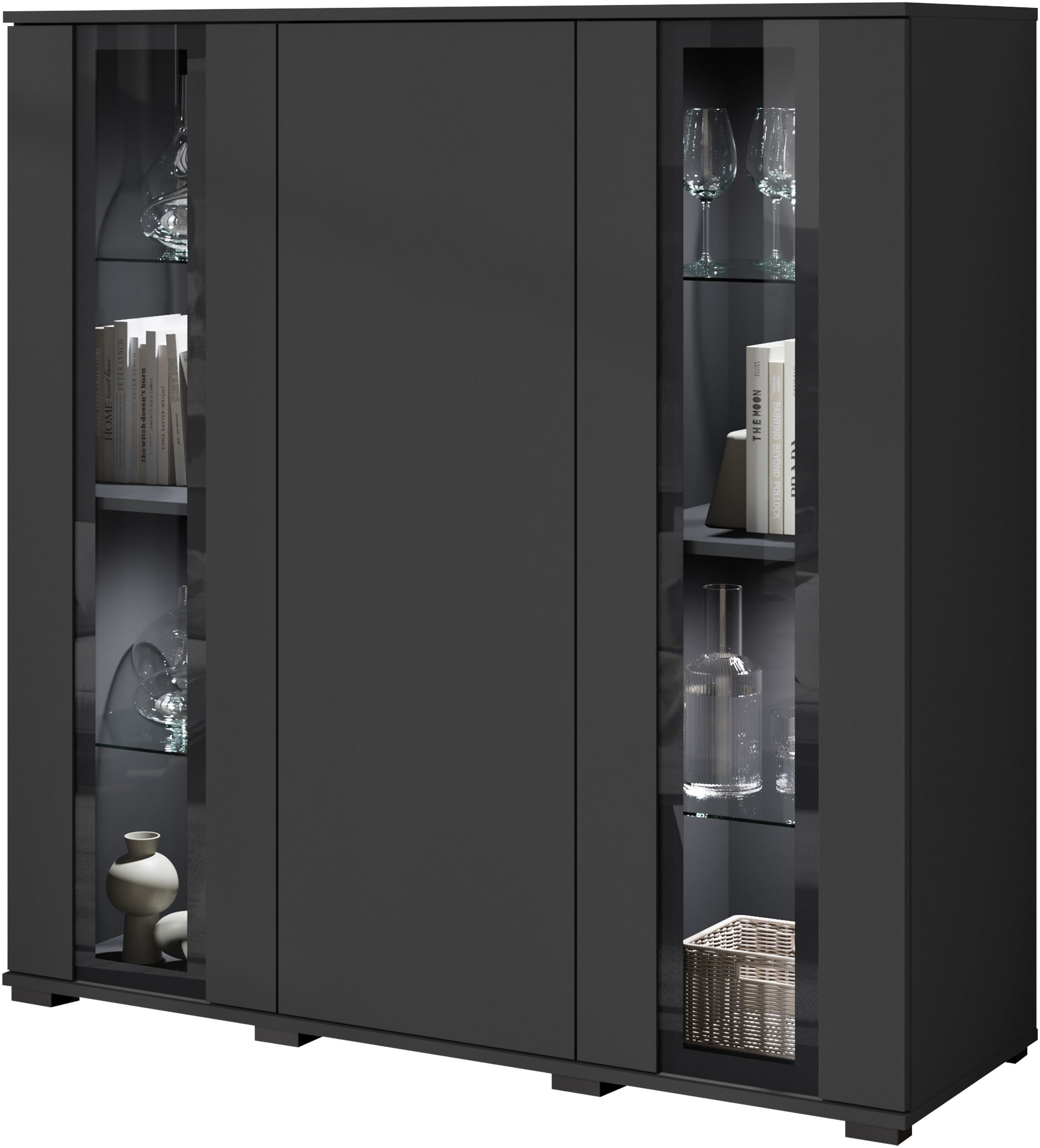 Home affaire Highboard "Caro, modernes Design mit Glaseinsätzen, Breite 120 günstig online kaufen