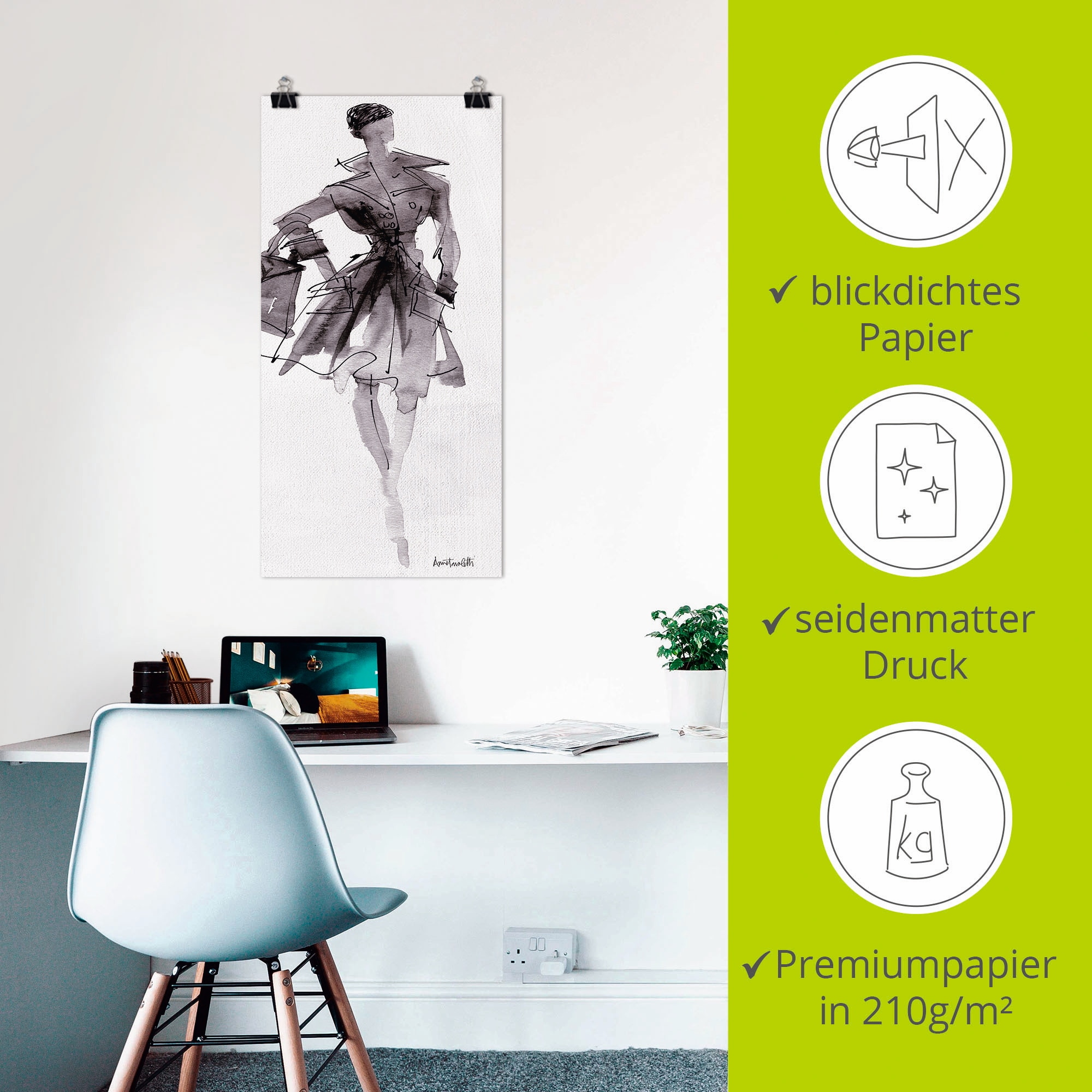 Artland Wandbild »Mode Skizzenbuch VII«, Mode, (1 St.), als Leinwandbild, Poster, Wandaufkleber in verschied. Größen