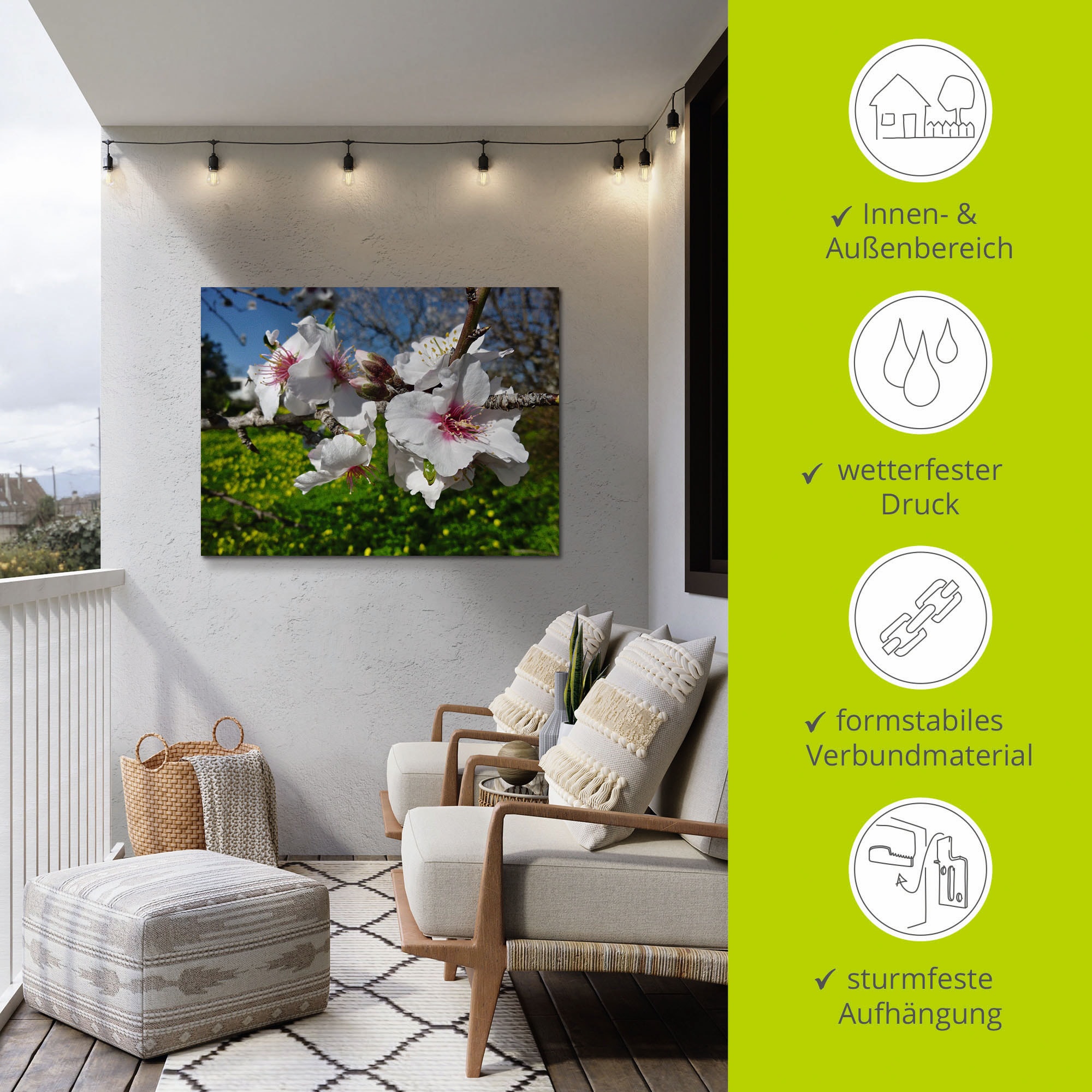 Artland Wandbild »Mandelbluete an der Algarve in Portugal«, Baumbilder, (1 St.), als Alubild, Leinwandbild, Wandaufkleber oder Poster in versch. Größen