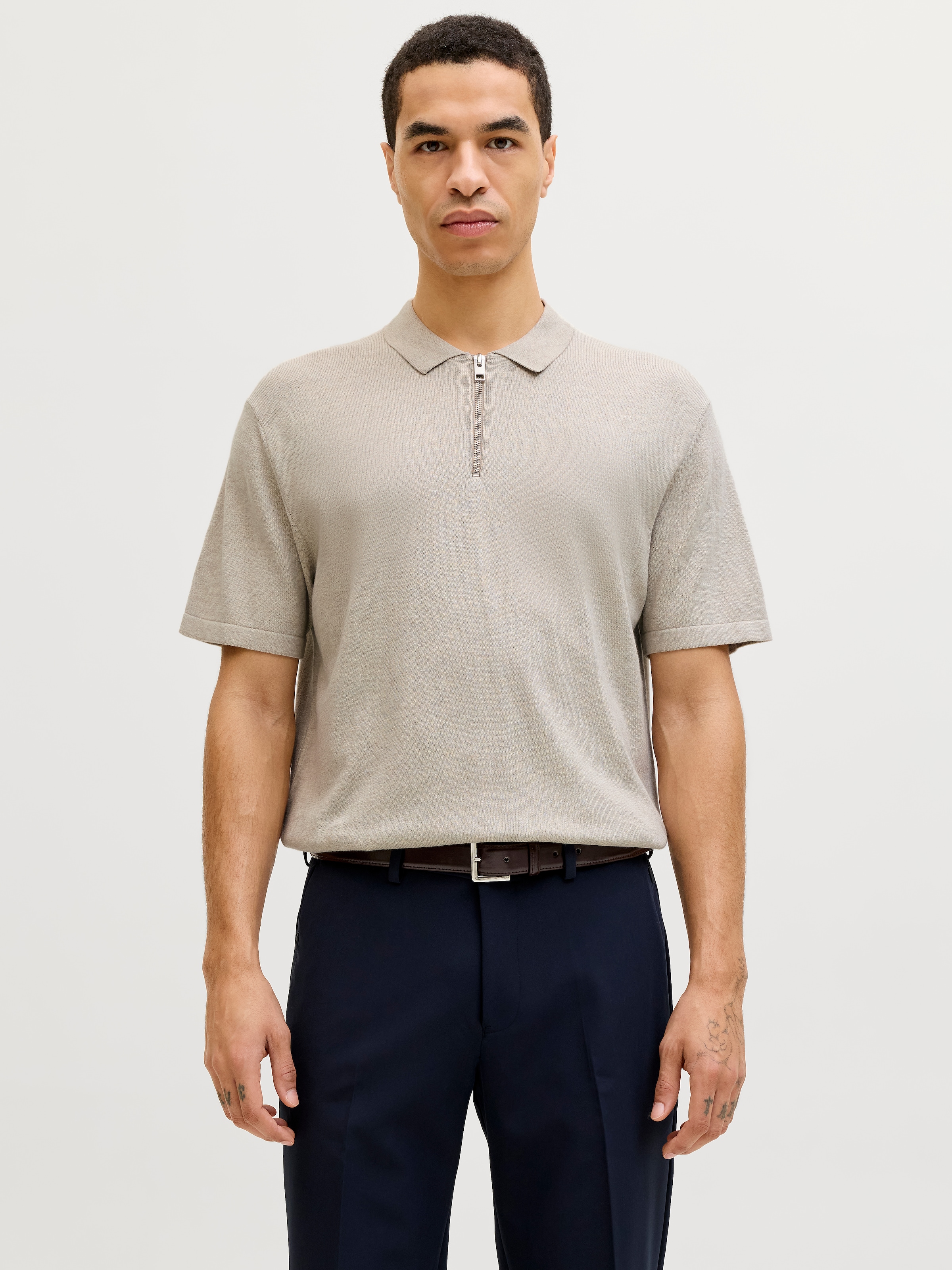 Jack & Jones Kurzarmpullover "JJEEMIL KNIT ZIP POLO SS SN" mit kurzem Reißv günstig online kaufen