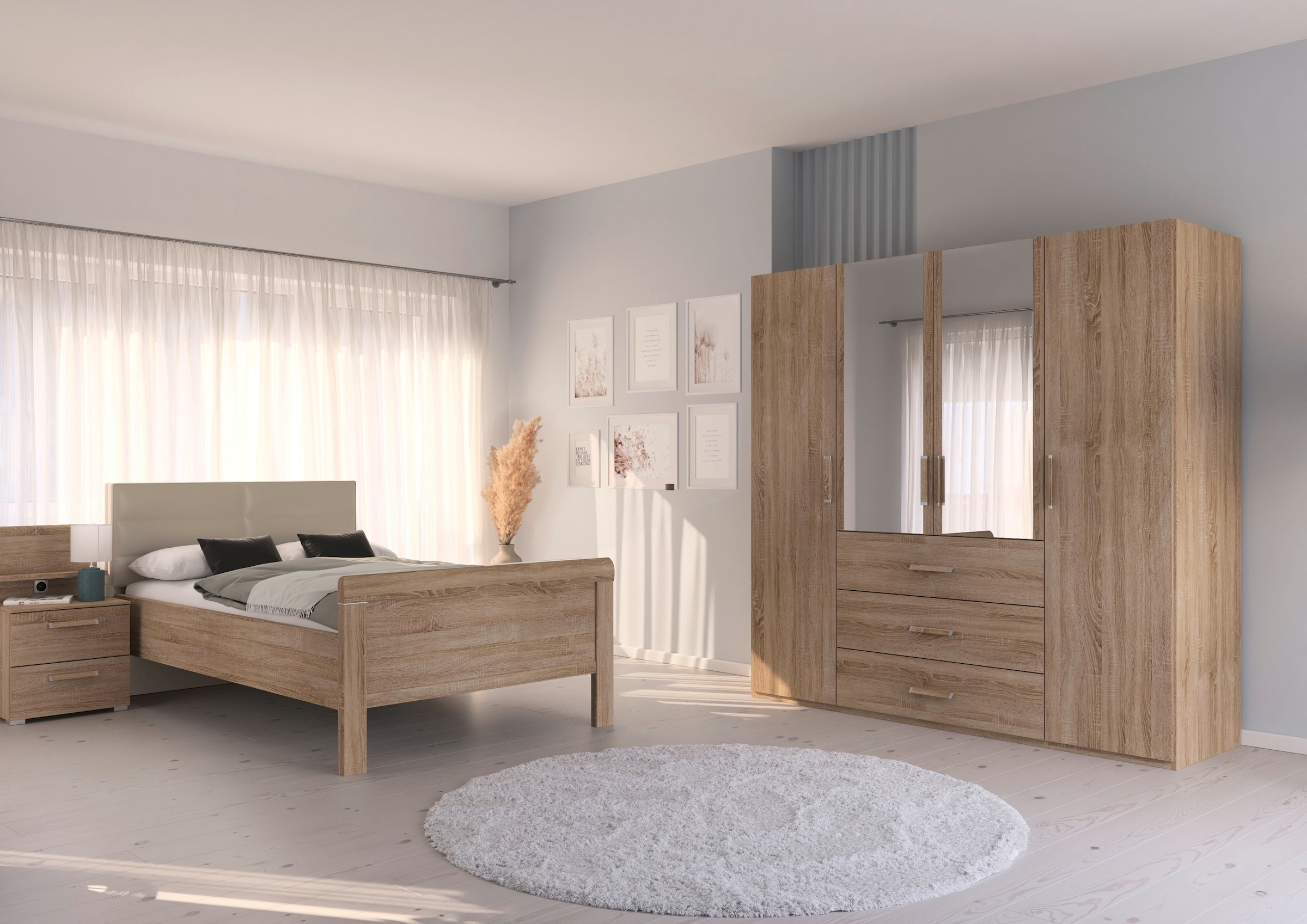 rauch Schlafzimmer-Set "Evelyn", (Set, 3 tlg.), Schrank und Bett in 2 Breit günstig online kaufen