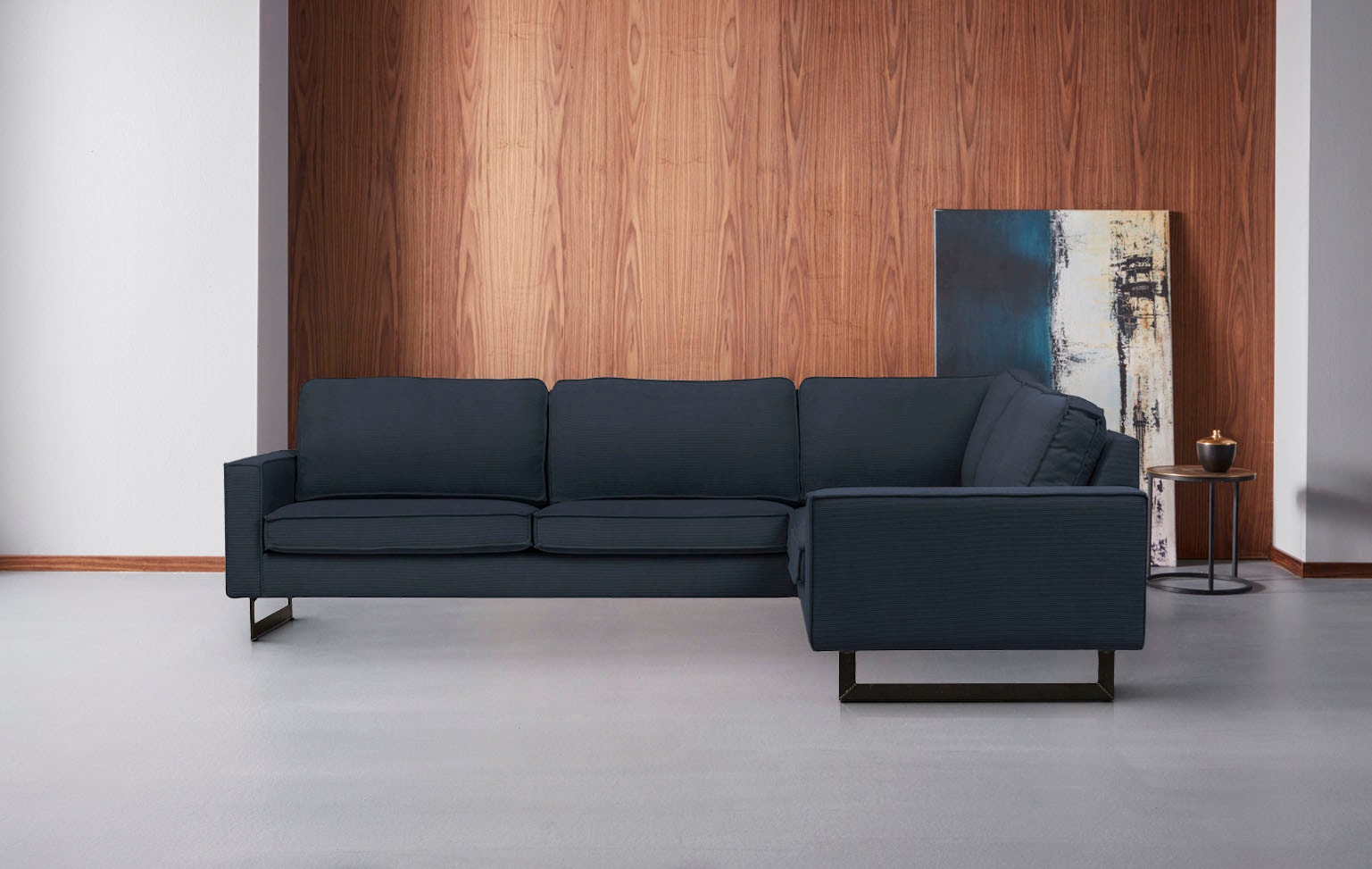 Places of Style Ecksofa »Pinto, 250/290 cm, langer Schenkel, XXL, Ottomane«, Cord, Feincord, Luxus-Microfaser Leder und Chenille