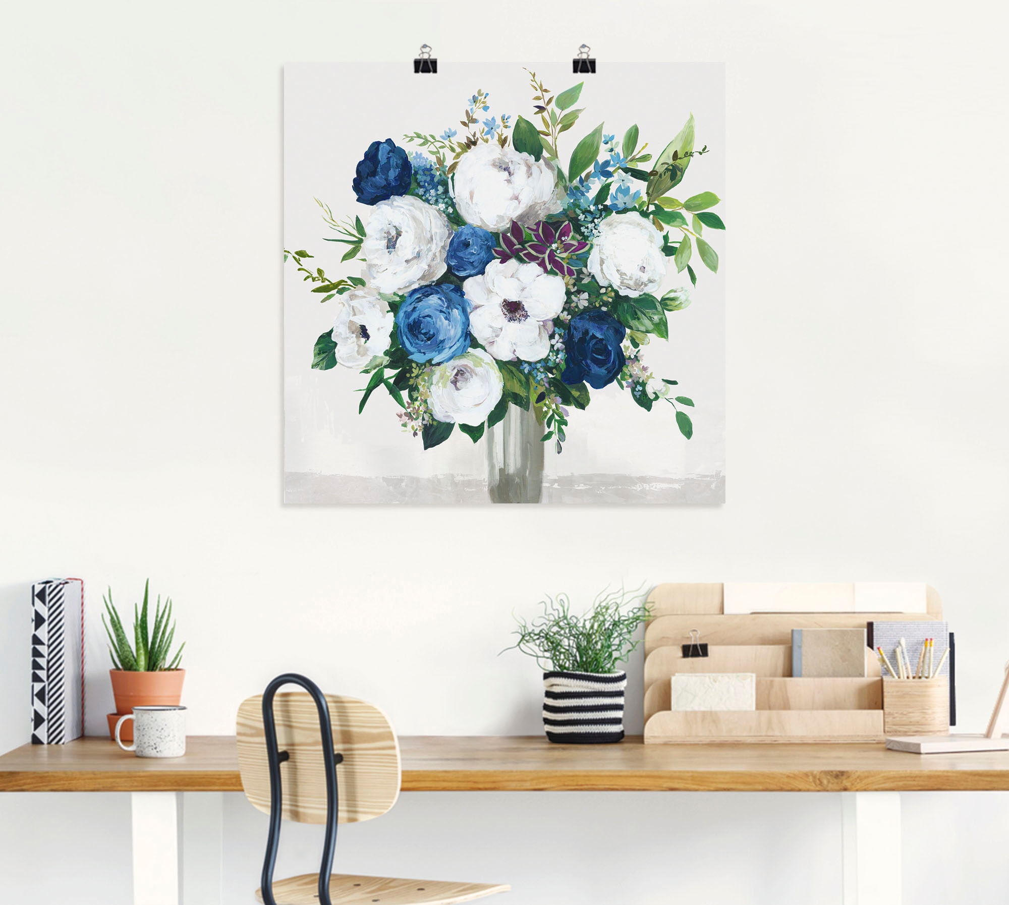 Artland Poster "Weiß-Blaue Symphonie", Blumenbilder, (1 St.), als Alubild, günstig online kaufen