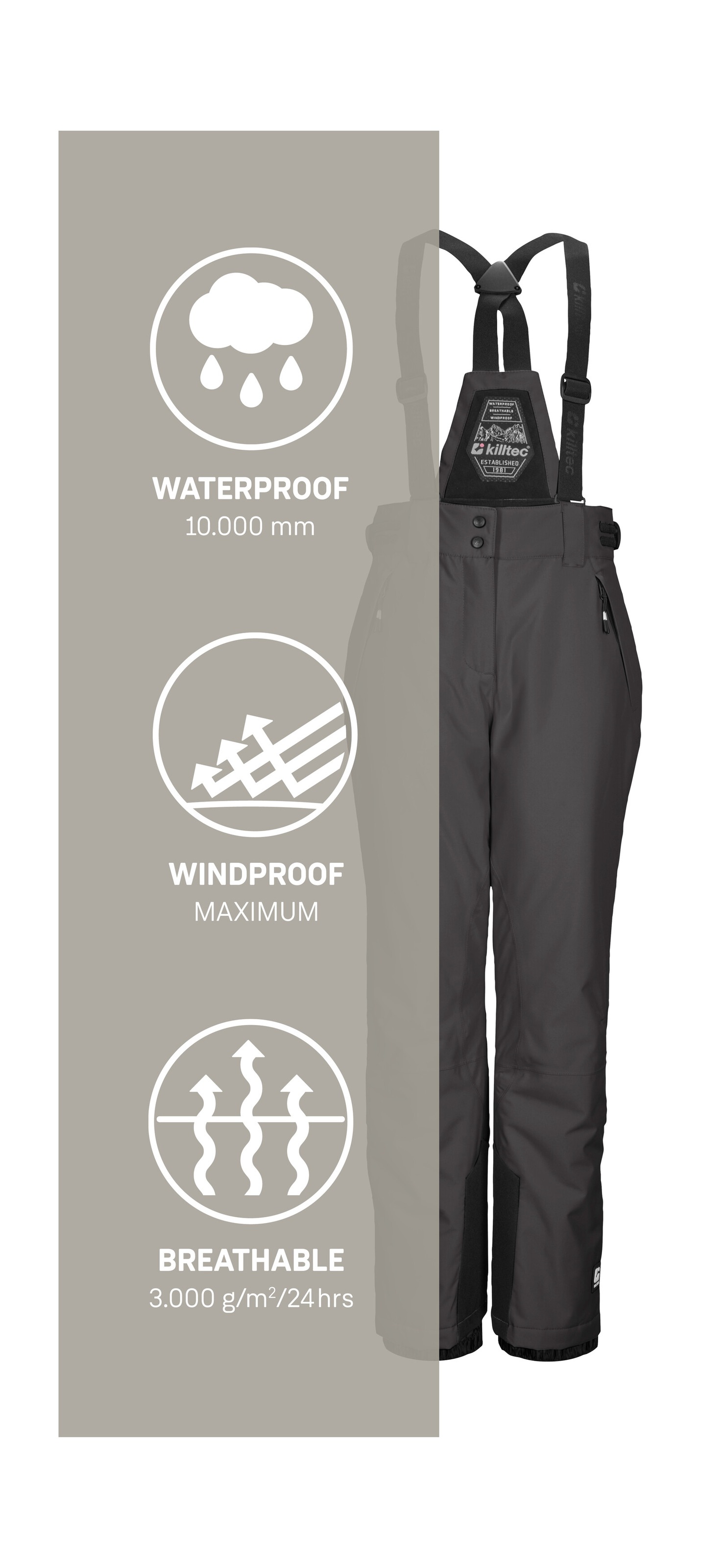 Killtec Skihose »KSW 213 GRLS SKI PNTS«, Wasserdichte, atmungsaktive Skihose mit verstellbarer Taille