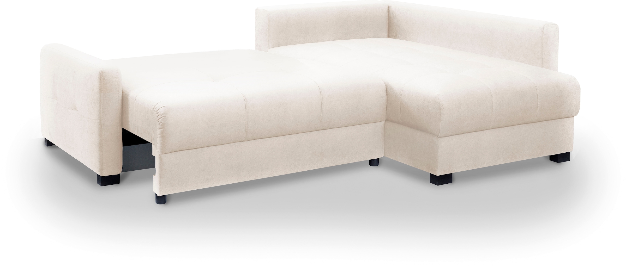 exxpo - sofa fashion Ecksofa »Chester, Boxspring Federkern-Polsterung für bequemeren Sitzkomfort«, L-Form, schmale Armlehnen, Bettfunktion u. Bettkasten