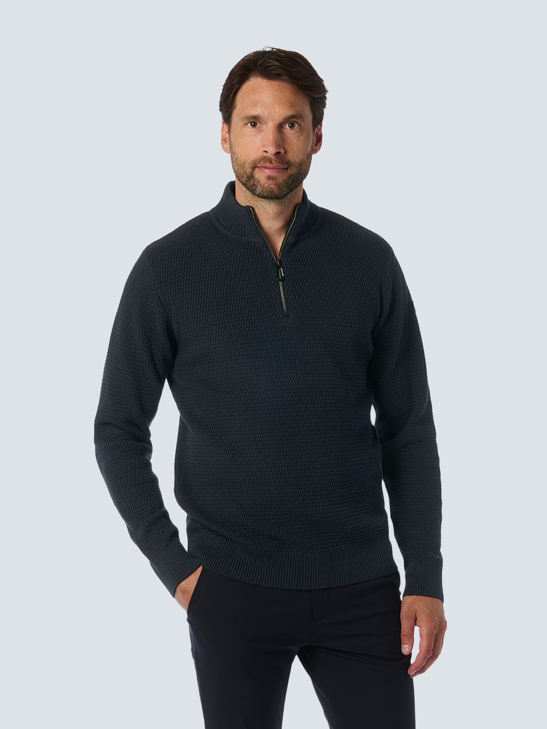 Rollkragenpullover »No Excess Halber Reißverschluss Pullover Melange«