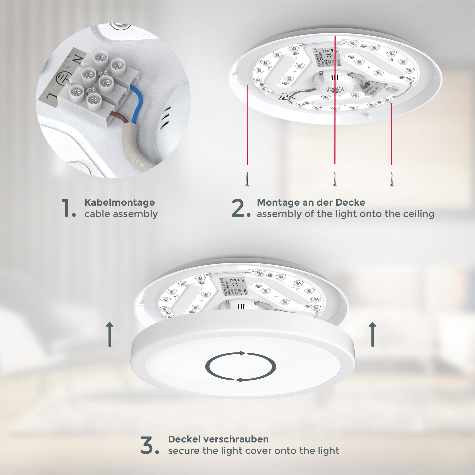 B.K.Licht LED Deckenleuchte »BK_DL1521 LED-Deckenlampe, Ø28cm, Neutralweißes Licht, Weiß«, 1 flammig-flammig, Küchenlampe, 8 Watt, 2.000 Lumen, 4.000 Kelvin Wohnzimmerlampe