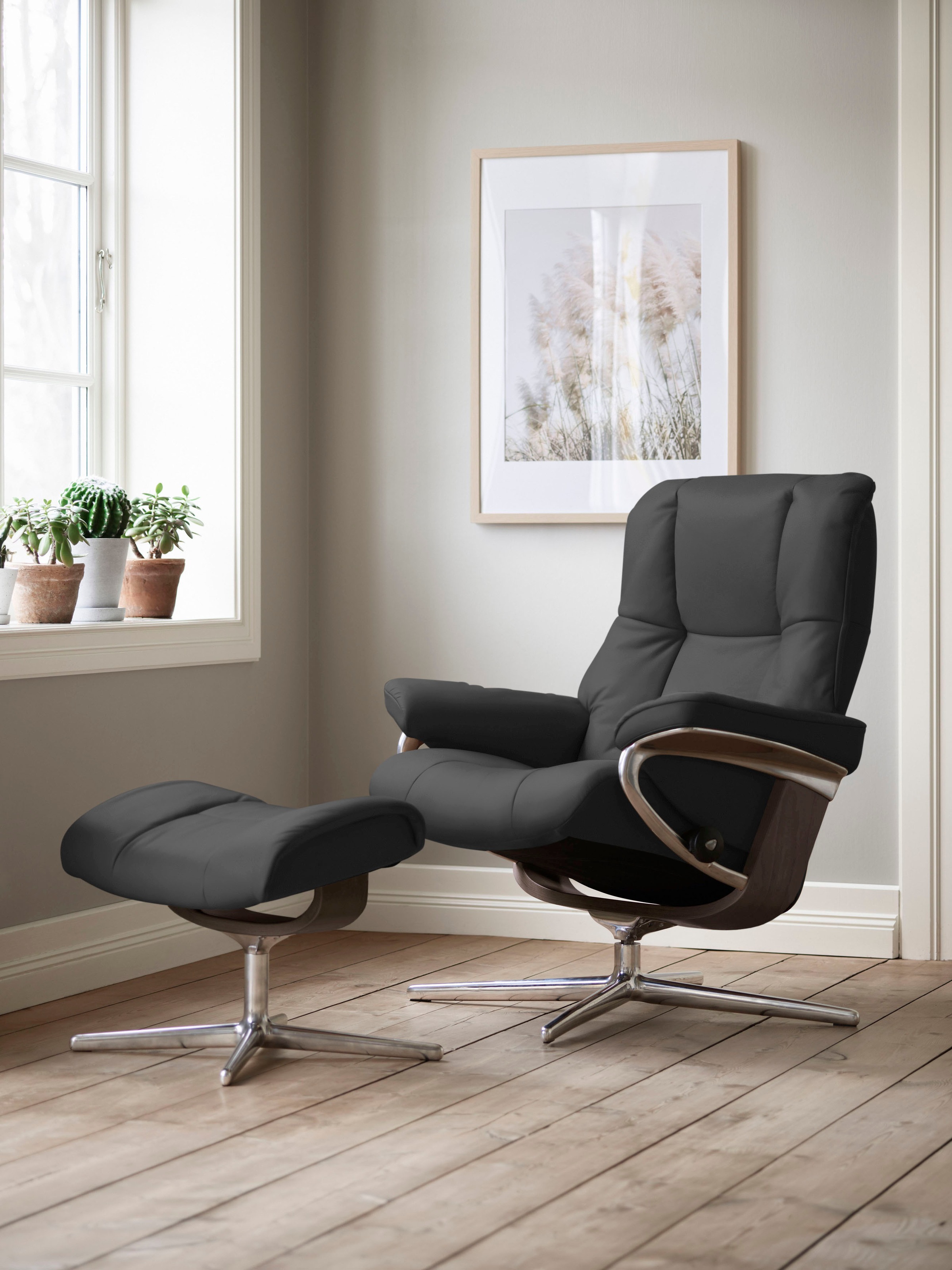 Stressless Fußhocker "Mayfair", mit Cross Base, Größe S, M & L, Holzakzent Wenge