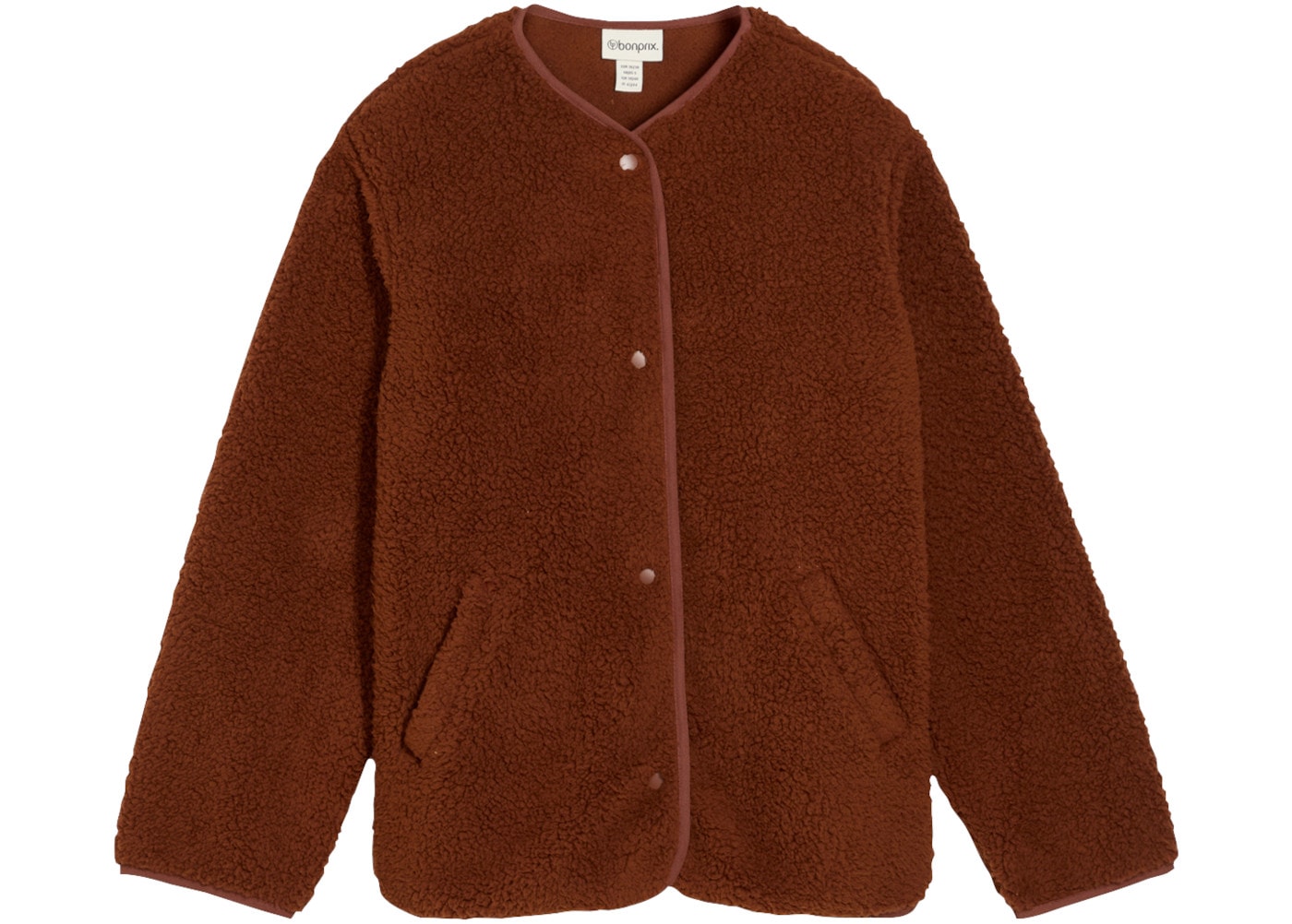 bonprix Fleecejacke mit Teddy-Fleece, Oversize-Passform, hüftbedeckende Länge