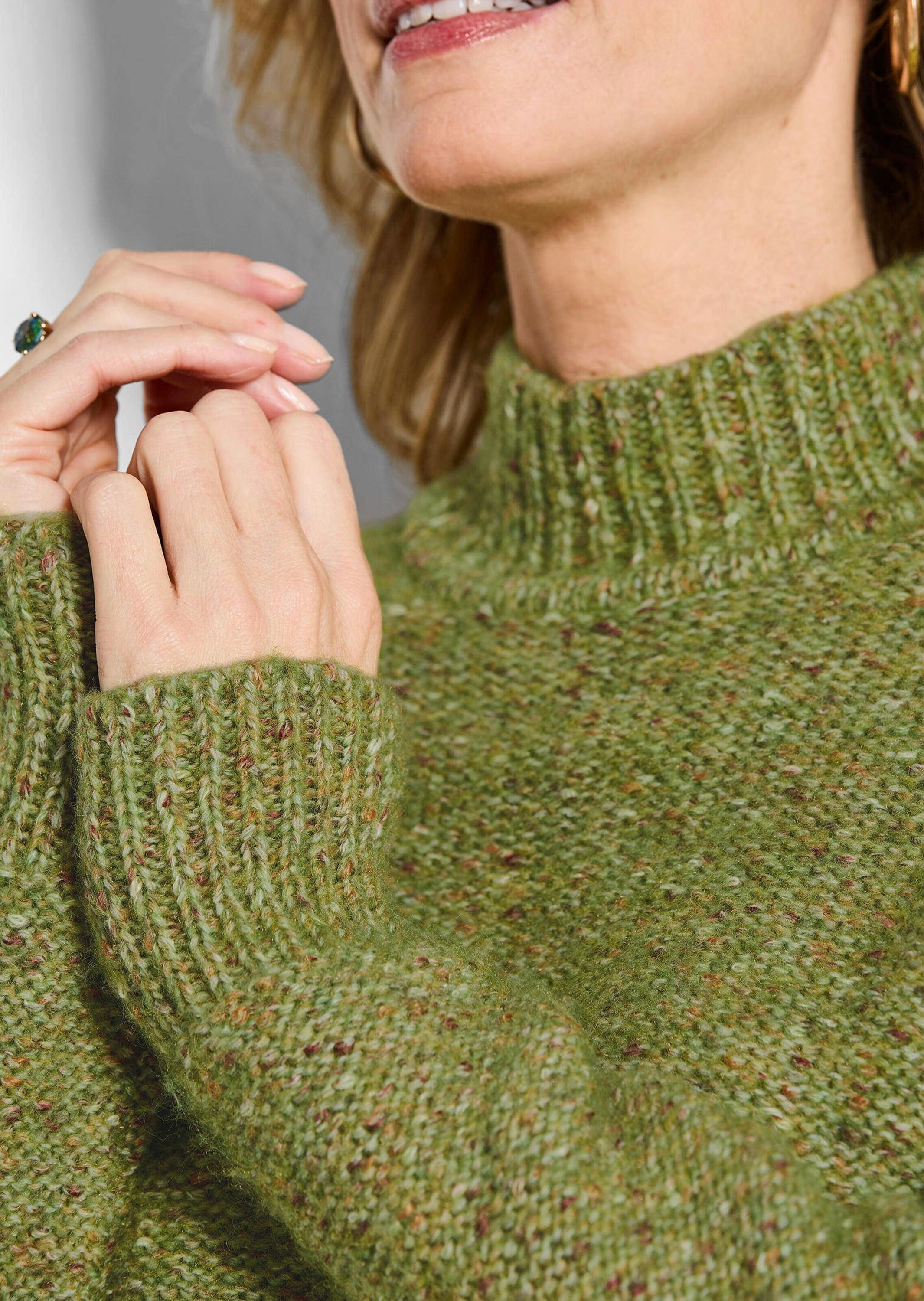 GOLDNER Rundhalspullover »Strickpullover in Bouclé Optik«