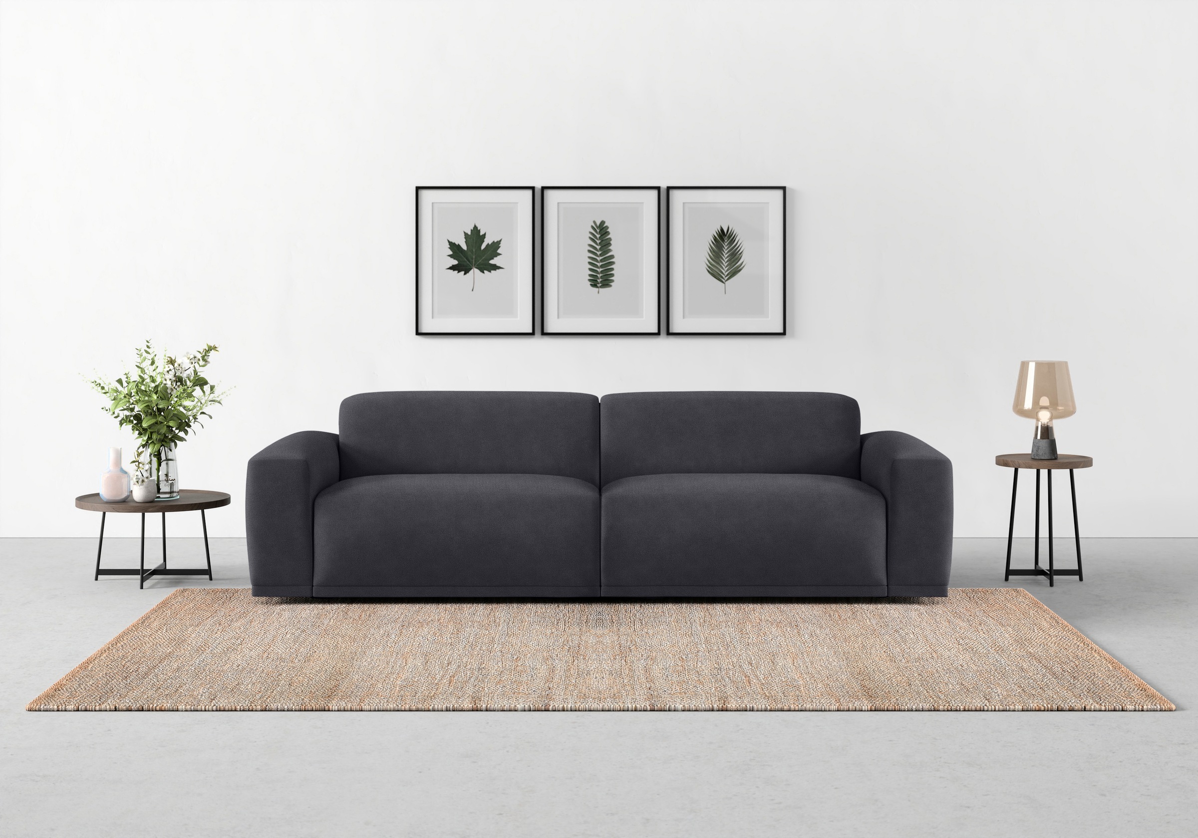 TRENDMANUFAKTUR Big-Sofa "Braga Japandi-Design, mit hochwertigem Kaltschaum, Megasofa, in Cord" modernes Big-Sofa, Couch mit hohem Sitzkomfort, 254/72/107 cm (B/H/T)