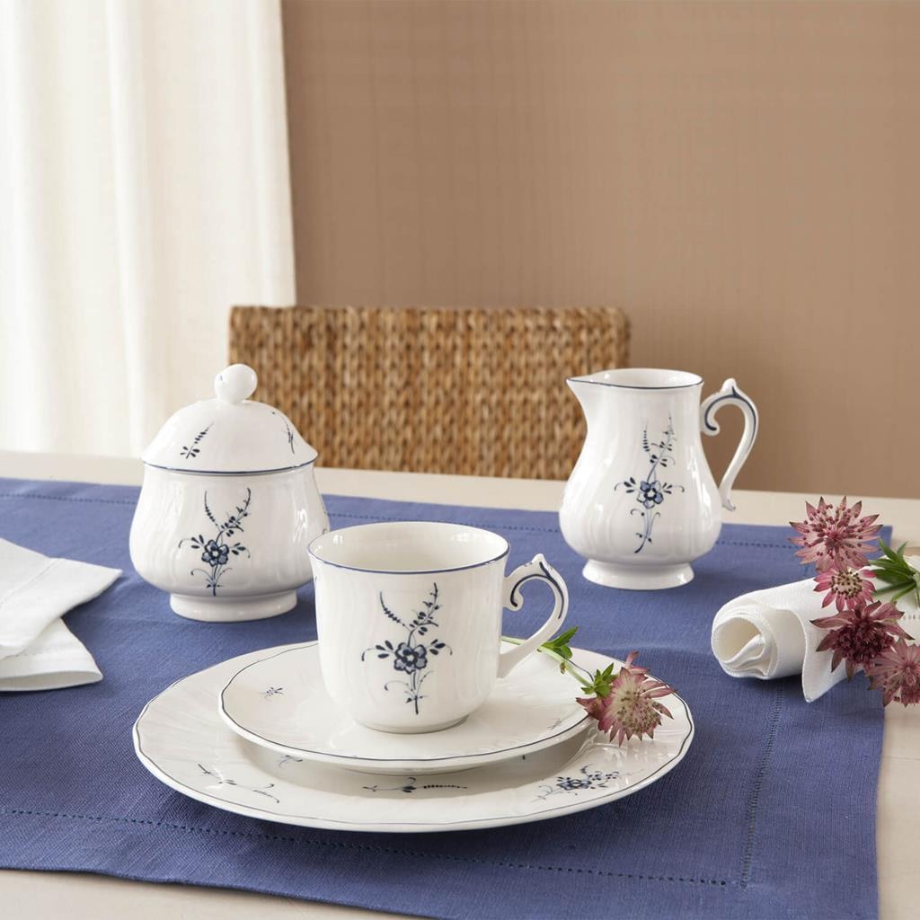 Villeroy & Boch Milchbehälter »Milch- und Zucker-Set Vieux Luxembourg 2er Set weiß-blau« Spülmaschinengeeignet, Mikrowellengeeignet