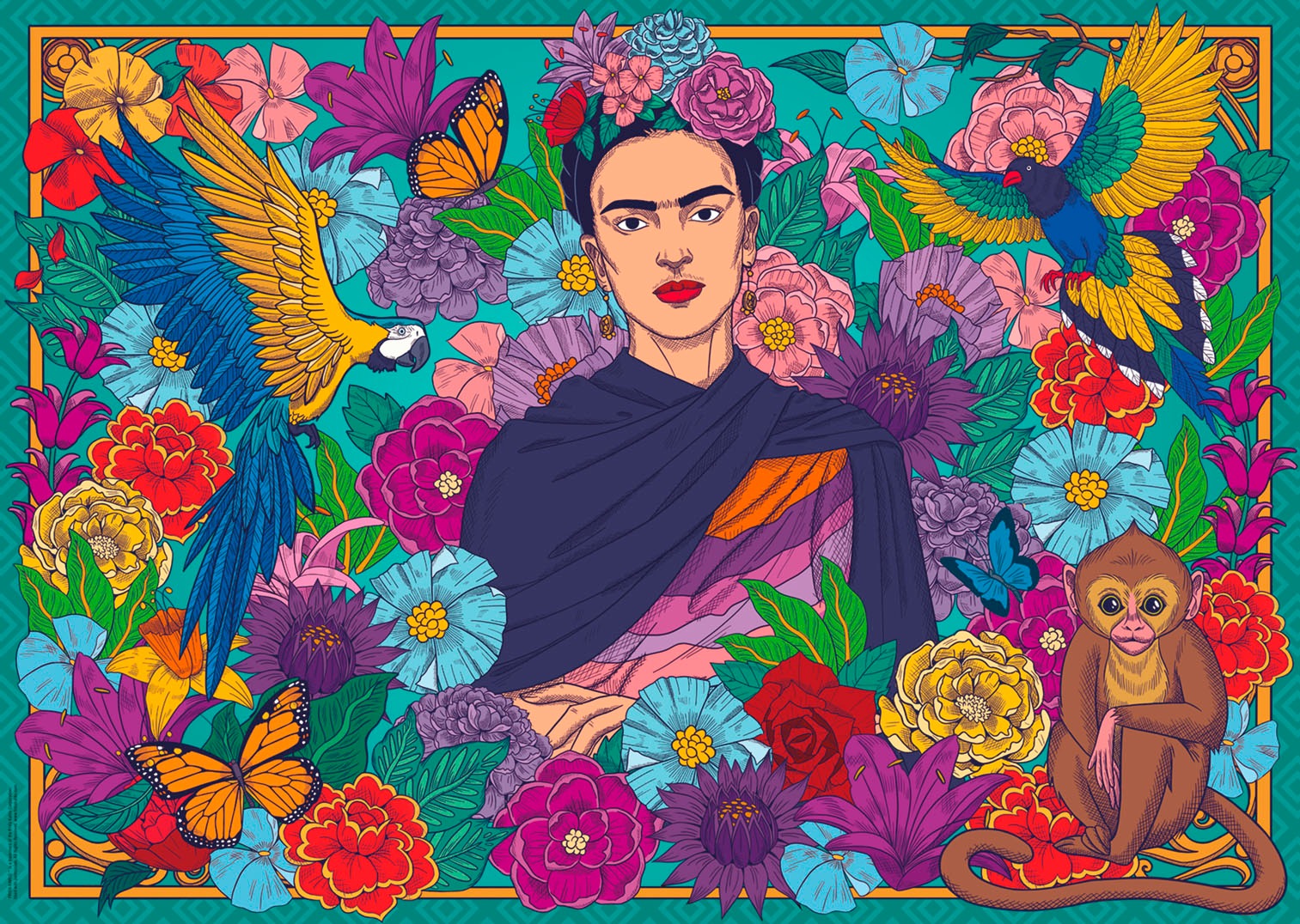 Ravensburger Puzzle »Frida Kahlo's Paradies: Papageien, Affen und Blüten«, Made in Germany