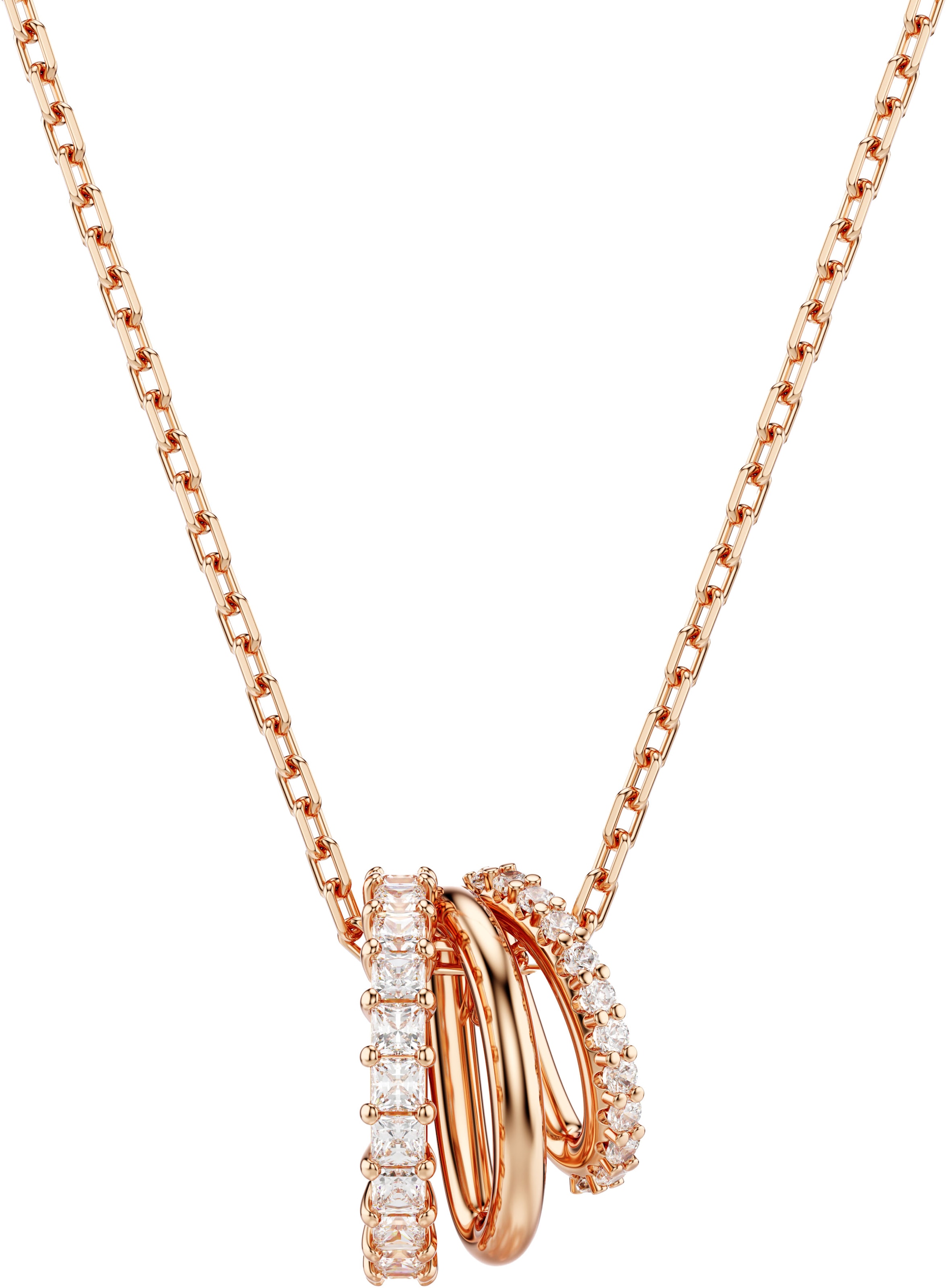 Kette mit Anhänger SWAROVSKI "Schmuck Geschenk Hyperbola Halskette", rosa (roségoldfarben, kristallweiß), Halsketten, Damen, Metall, L: 45, mit Swarovski Kristall 2