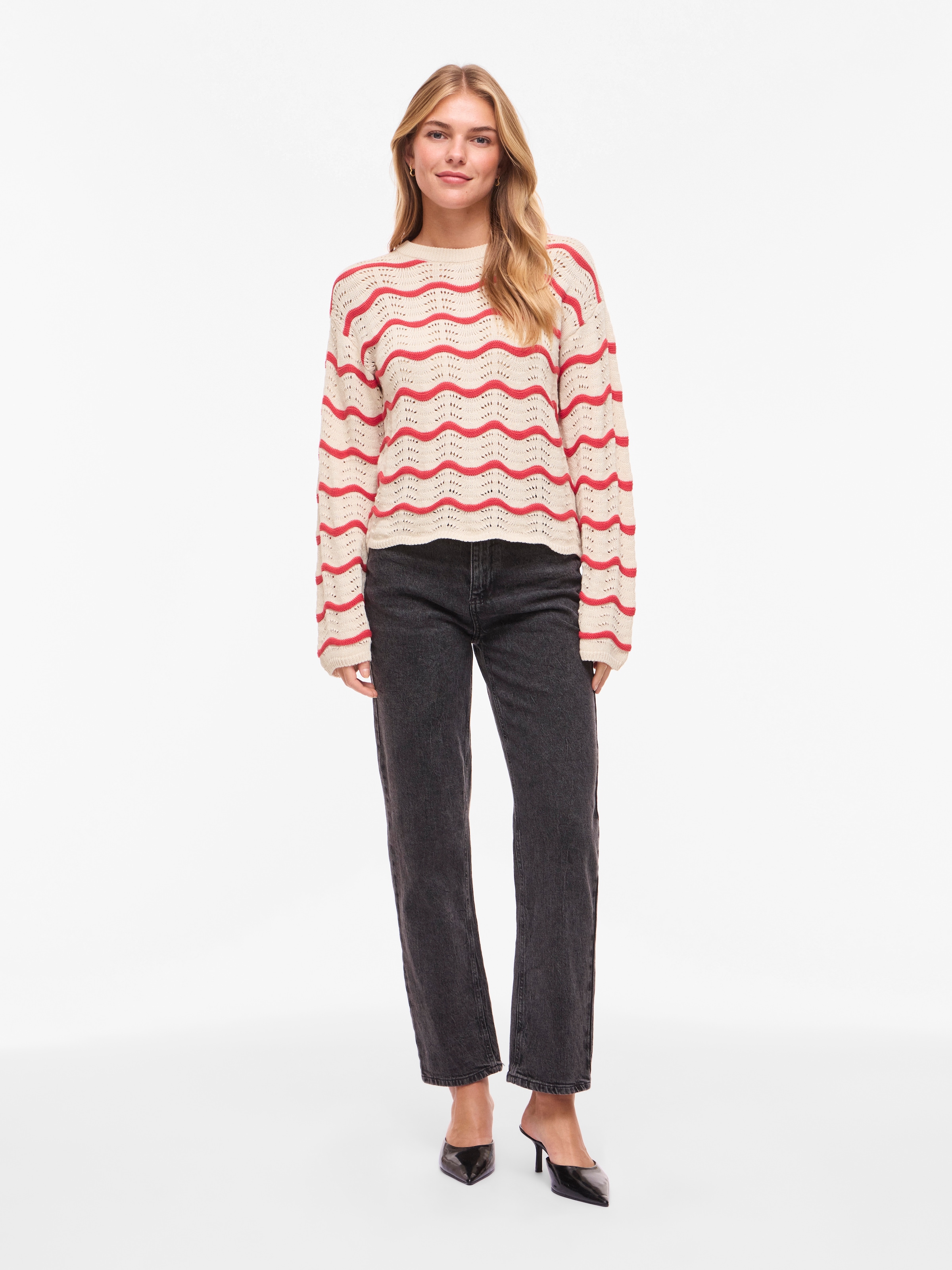 Vila Strickpullover »VIWAVE O-NECK LS POINTELLE KNIT TOP-NOOS«