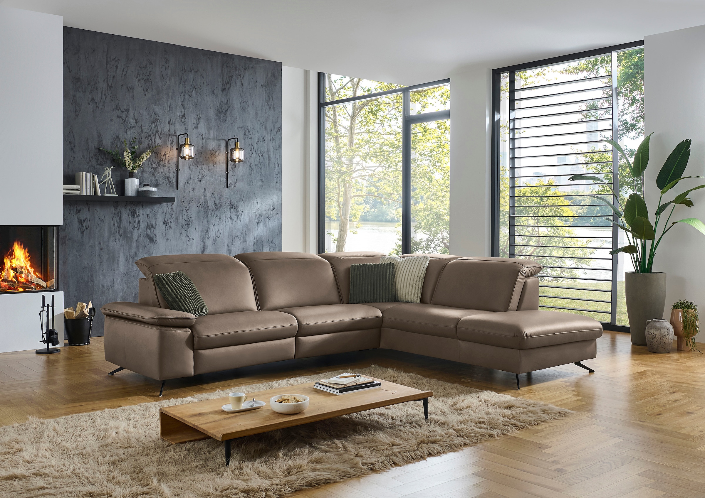Die PlanBar Ecksofa »PN-EM20091, L-Form, Breite 297 cm« inkl. Kopfteilverstellung, optional elektr. Relaxfunktion u. Stauraum