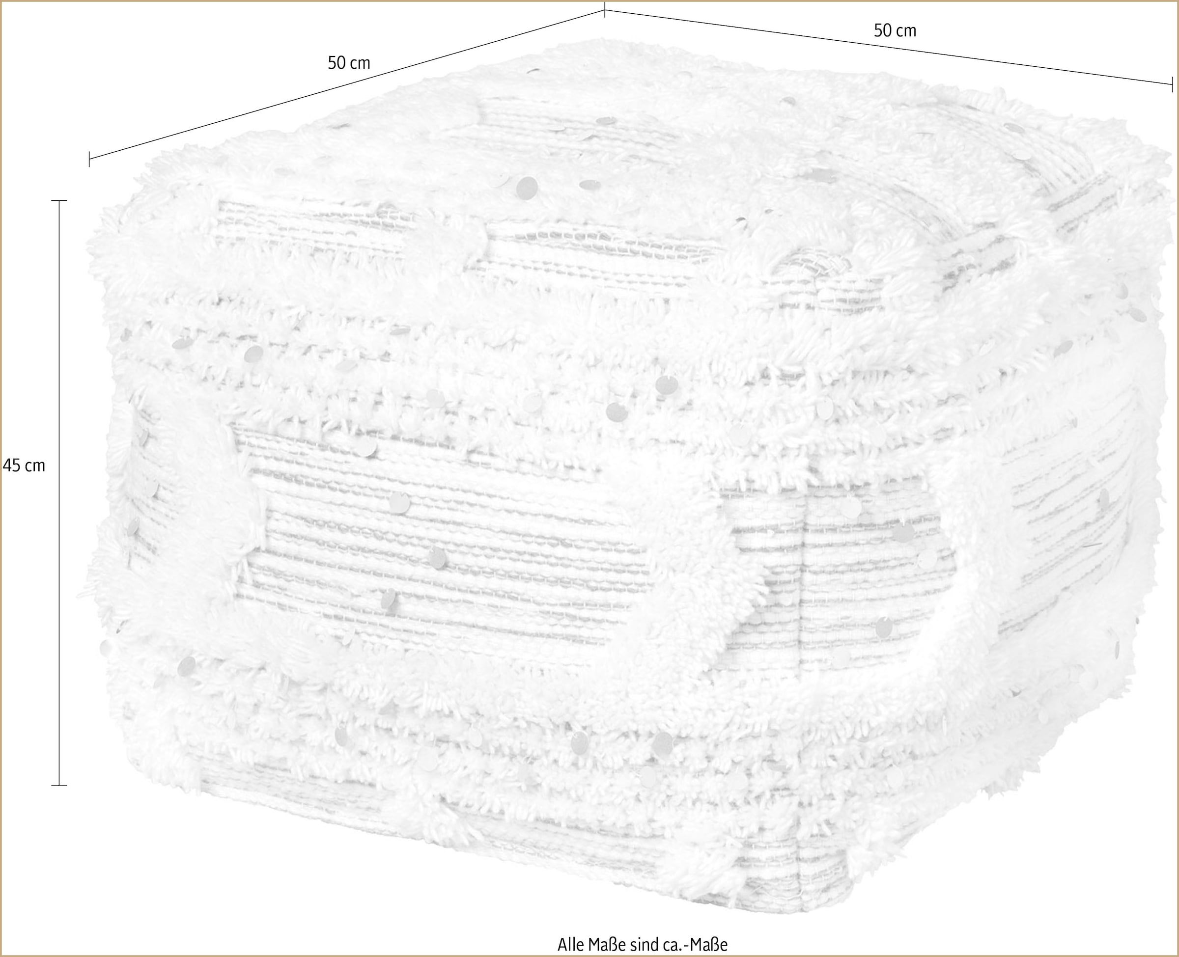 Kayoom Pouf »Bohist 425 50cm x 50cm,  Strukturen mit Fransen und Quasten«, (1 St.), handgefertigt, Unikat, sehr gut kombinierbar, vielfältig im Einsatz