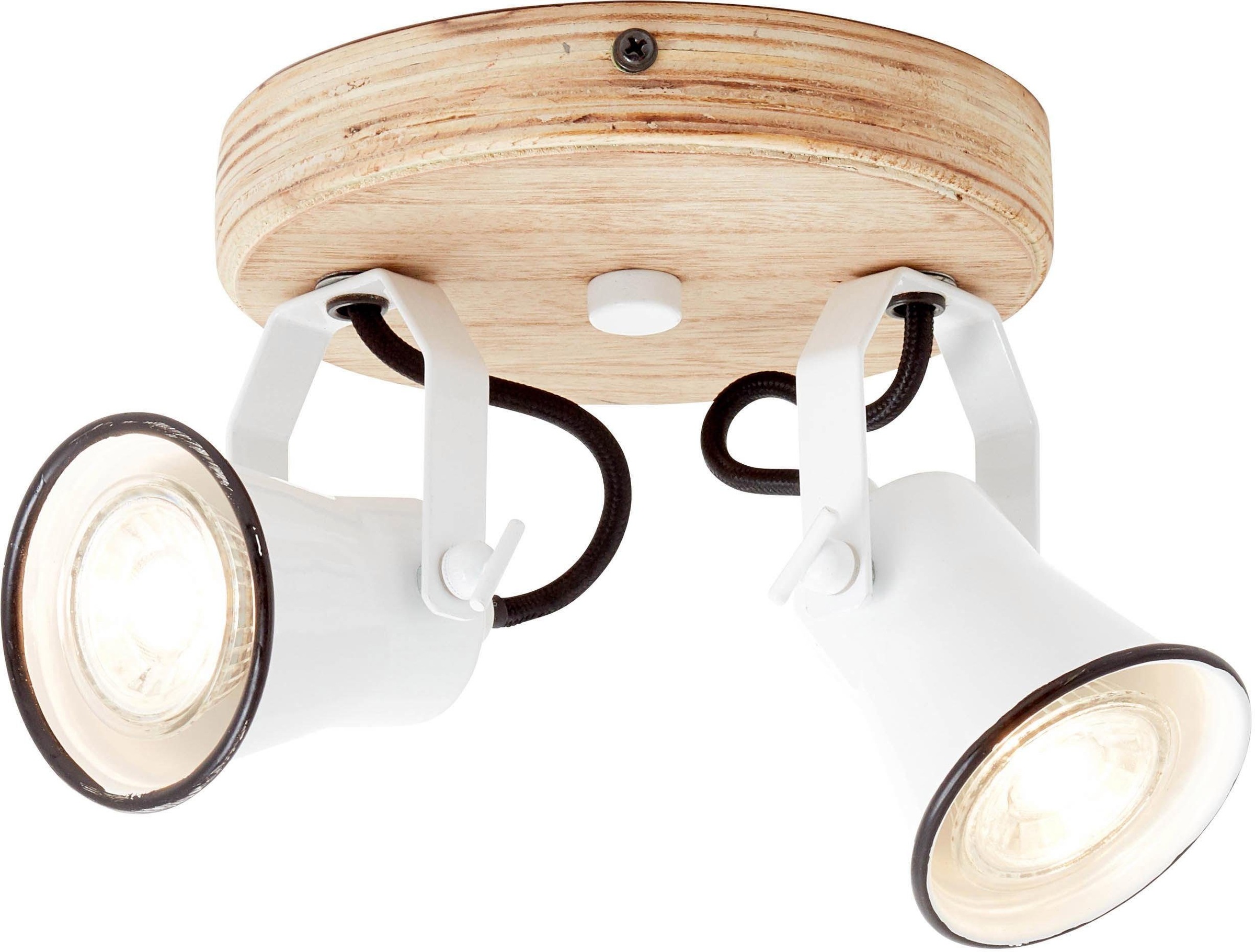 Brilliant Deckenspots »Seed«, 2 flammig, Leuchtmittel GU10 | ohne Leuchtmittel, 23 cm Ausladung, 2 x GU10, schwenkbar, Metall/Holz, weiß/holz hell