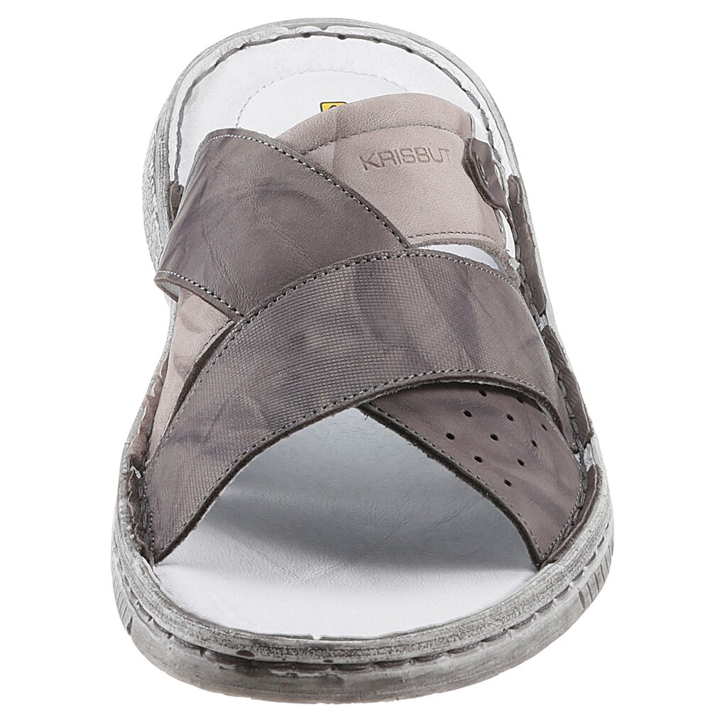Marken Krisbut KRISBUT Pantolette, mit feiner Prägung grau-used Marken Krisbut KRISBUT Pantolette, mit feiner Prägung grau-used