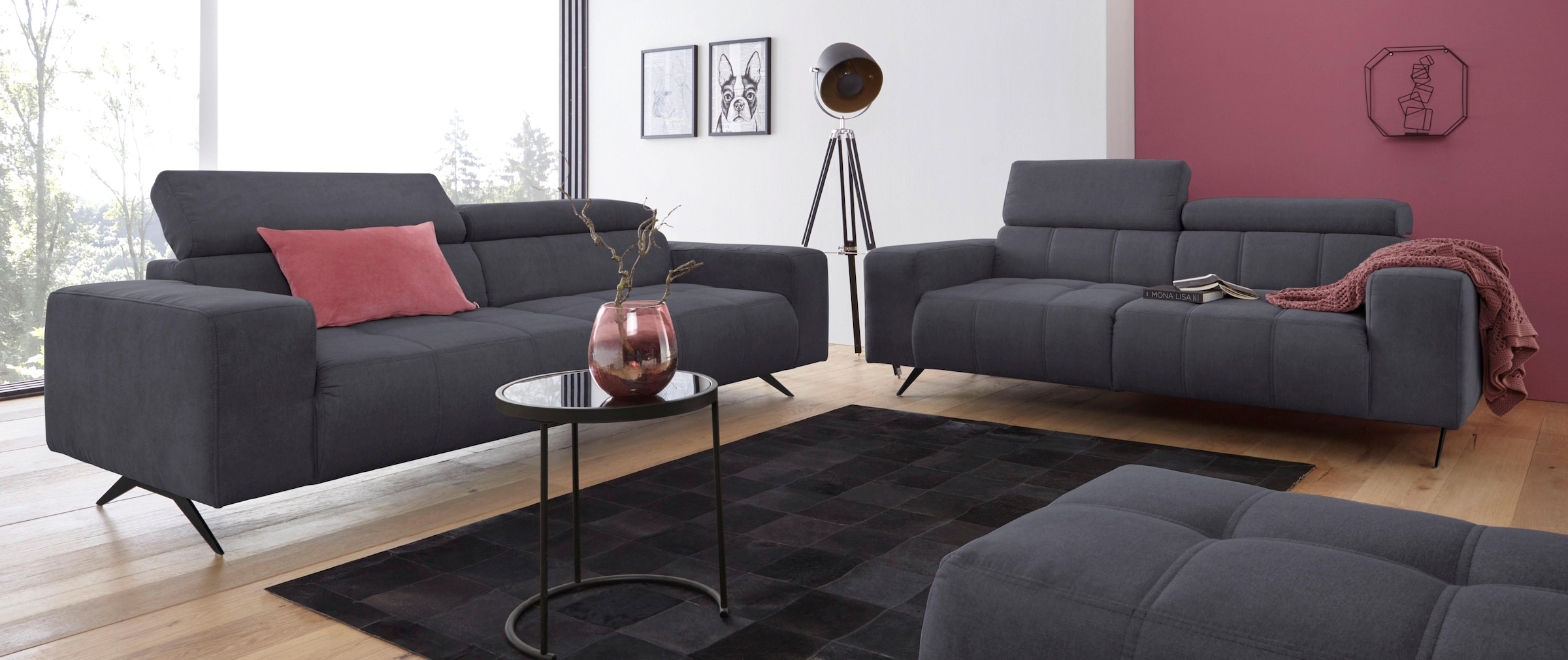 DOMO collection 2-Sitzer »Trento, mit Kufenfuß oder Einzelfuß«, wahlweise mit Kopfteilverstellung und in zwei Größen erhältlich